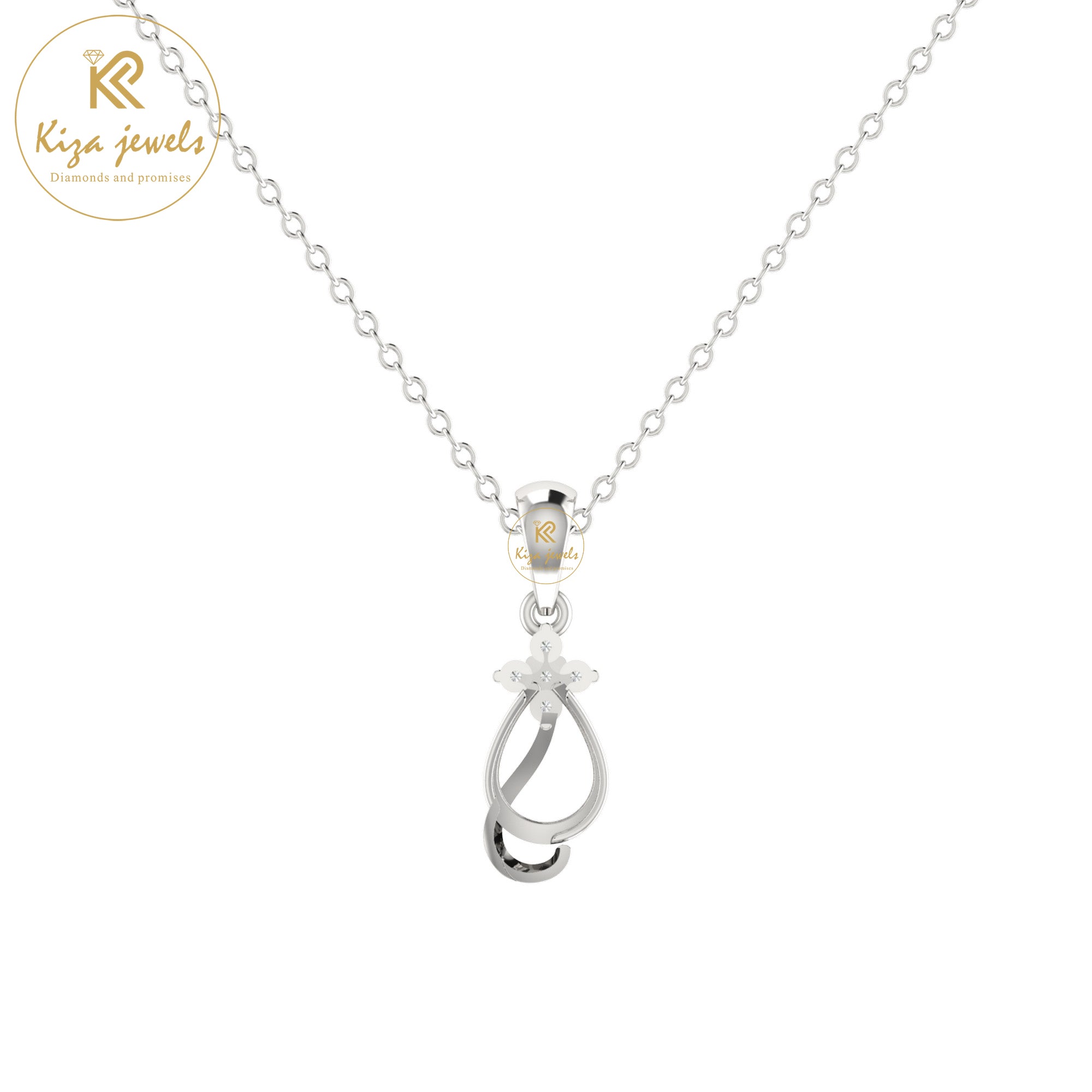 0.03 TDW Round Cut Diamond Custom Pendant With Chain