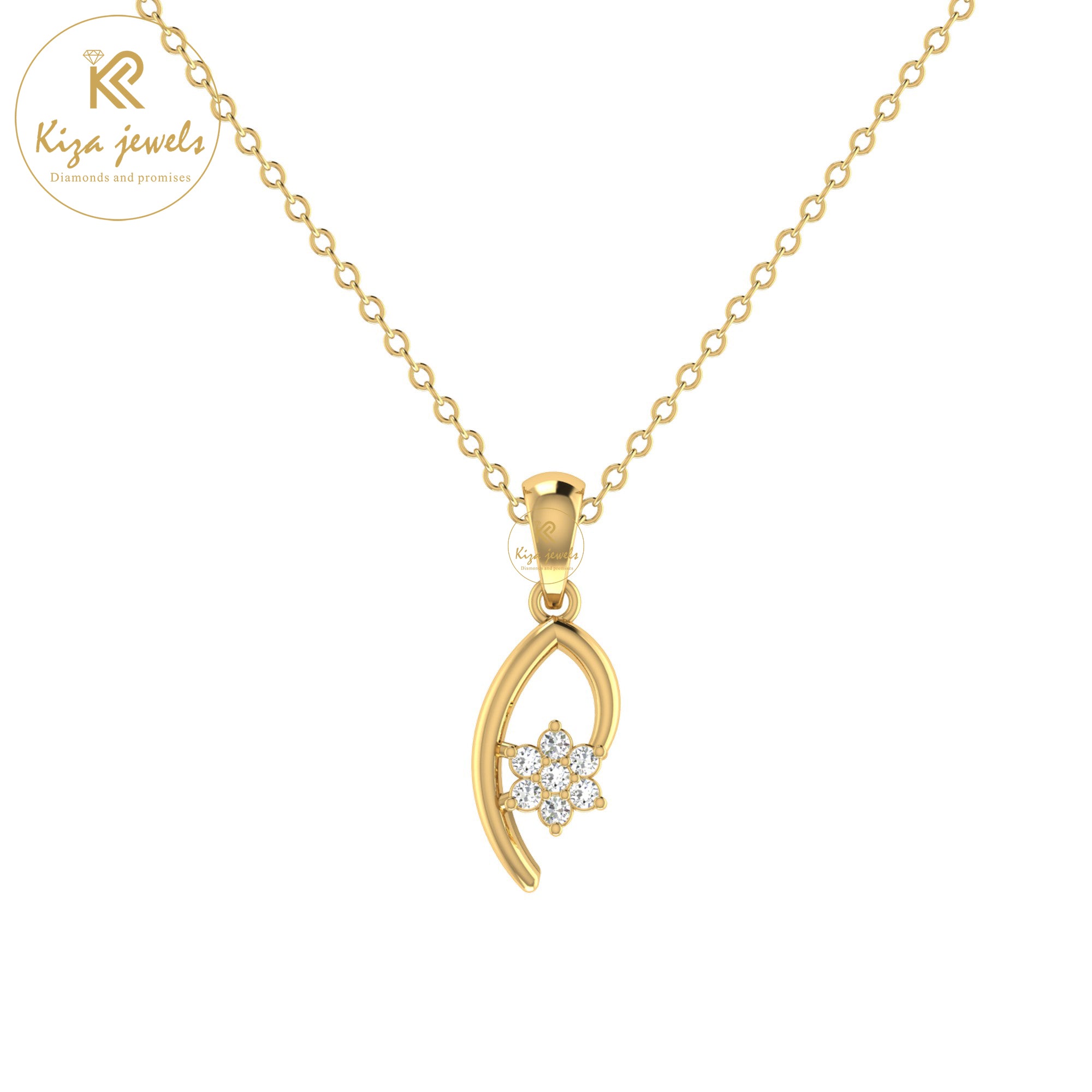 0.063 TDW Round Cut Diamond Custom Pendant With Chain