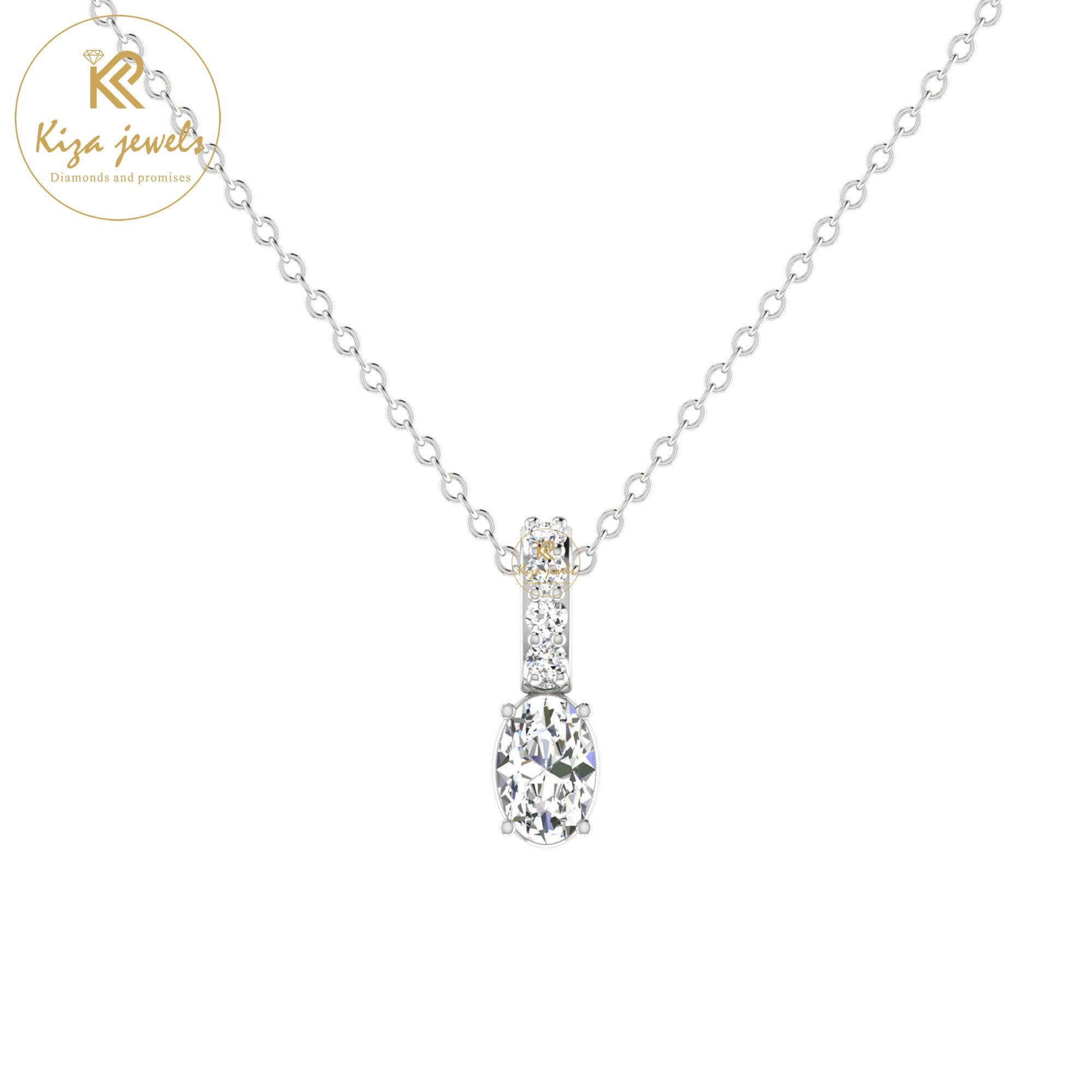 0.46 TDW Round & Oval Cut Diamond Custom Pendant with Chain