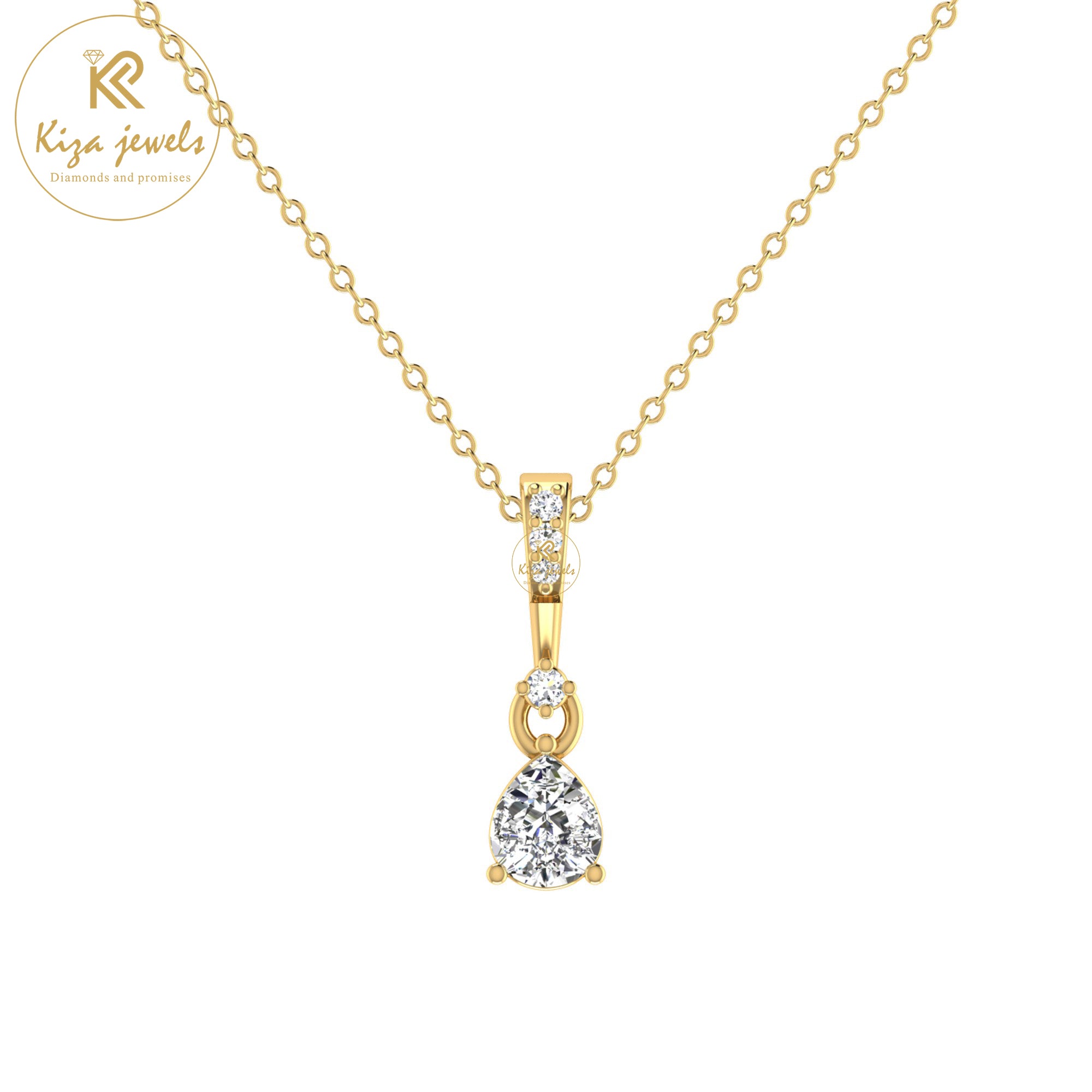 0.66 TDW Round & Pear Cut Diamond Custom Pendant with Chain