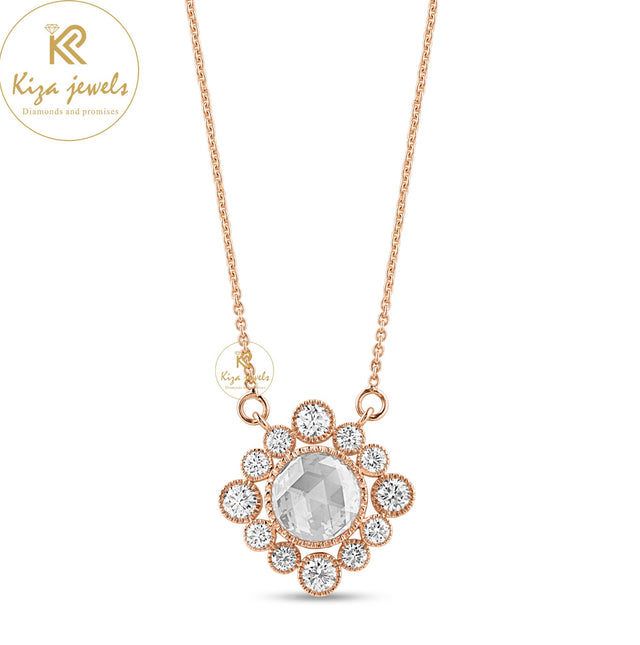 3.566 TDW Round & Rose Cut Diamond Custom Pendant With Chain