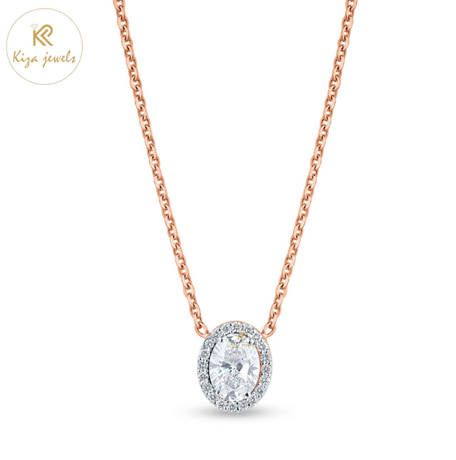 1.10 TDW Oval and Round Cut Diamond Pendant With Chain