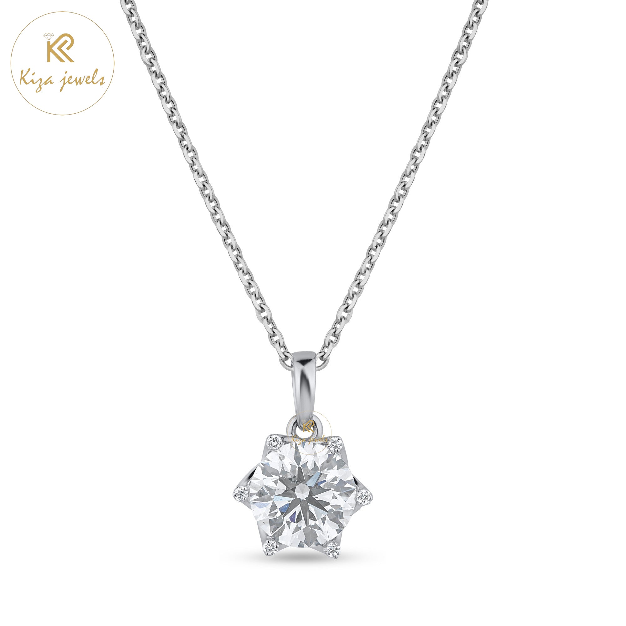 3.06 TDW Round Cut Diamond Custom Pendant with Chain