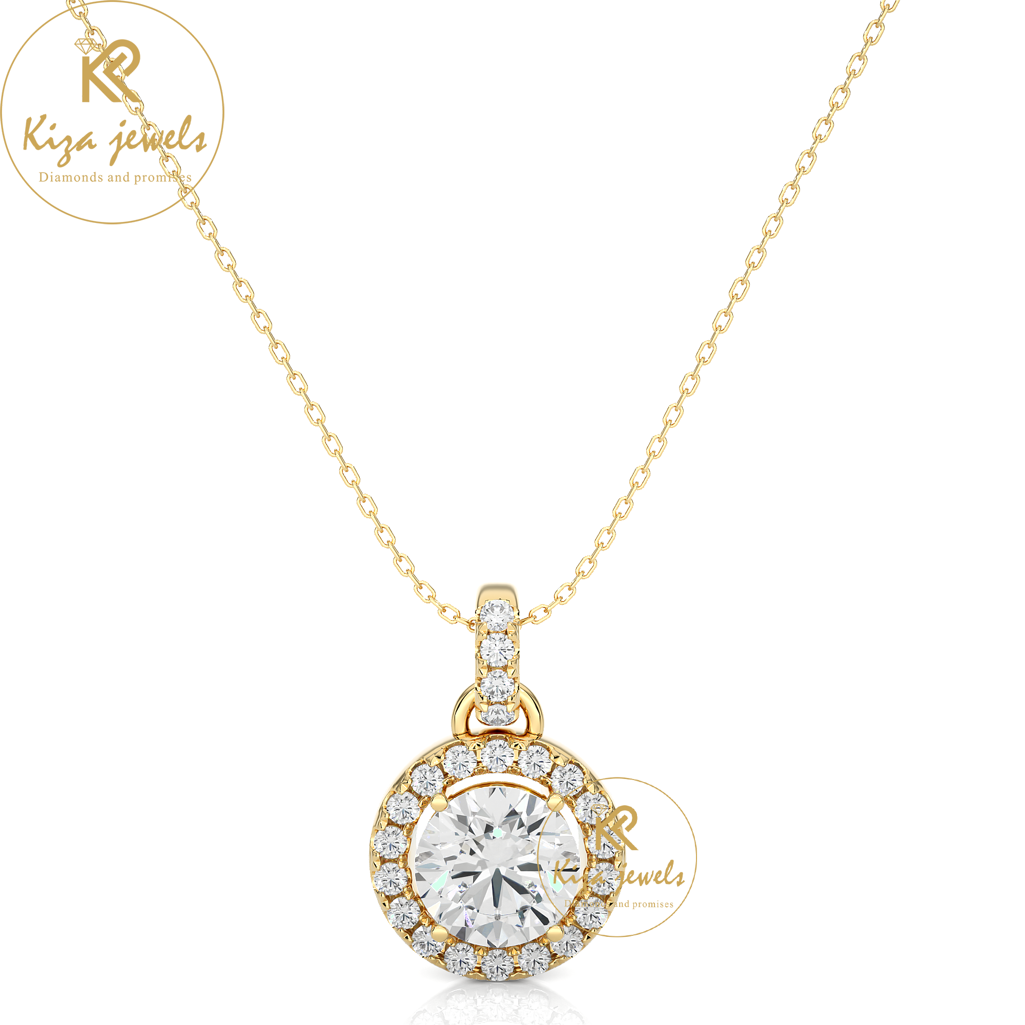 1.52 TDW Round Cut Diamond Custom Pendant With Chain