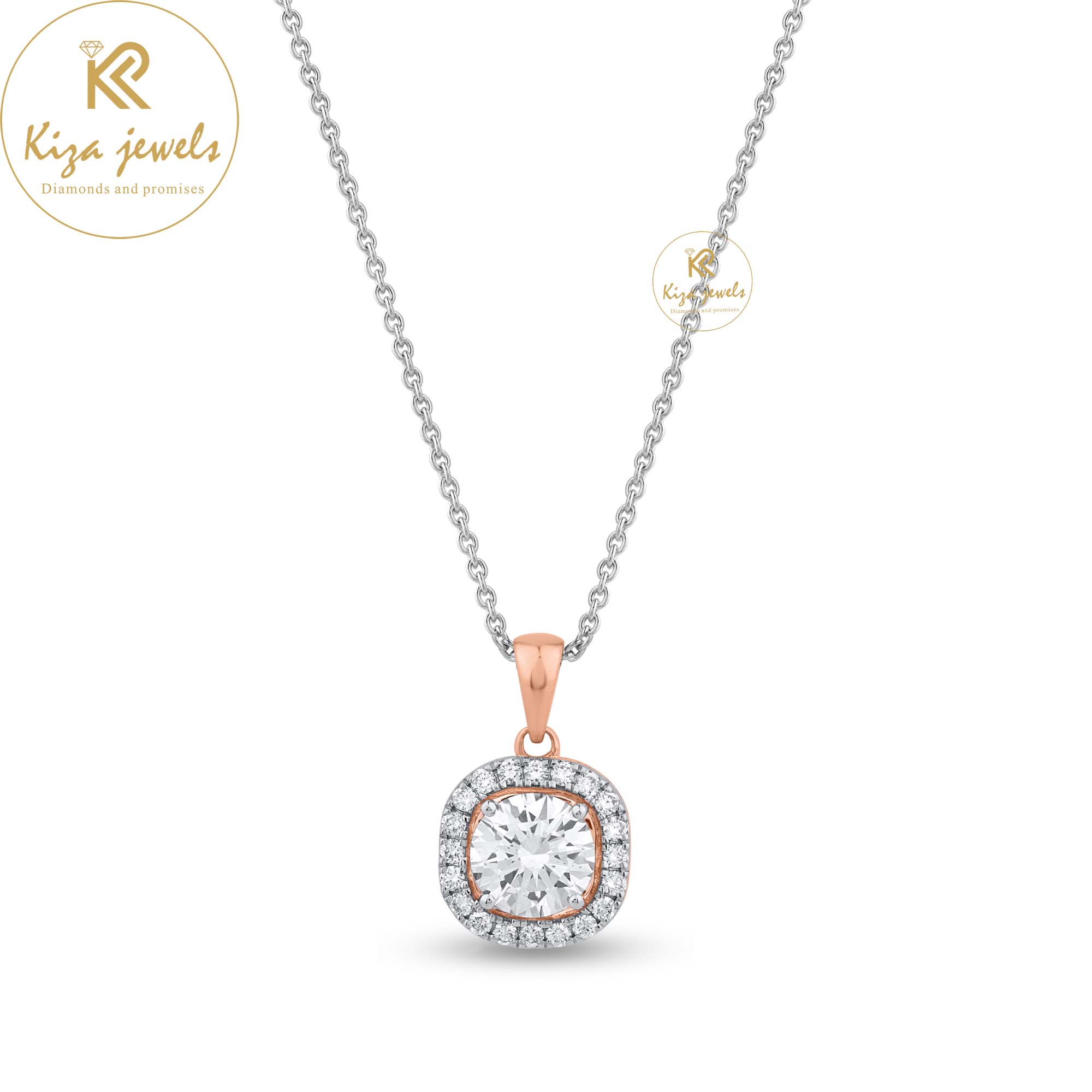 1.72 TDW Round Brilliant Cut Diamond Pendant With Chain