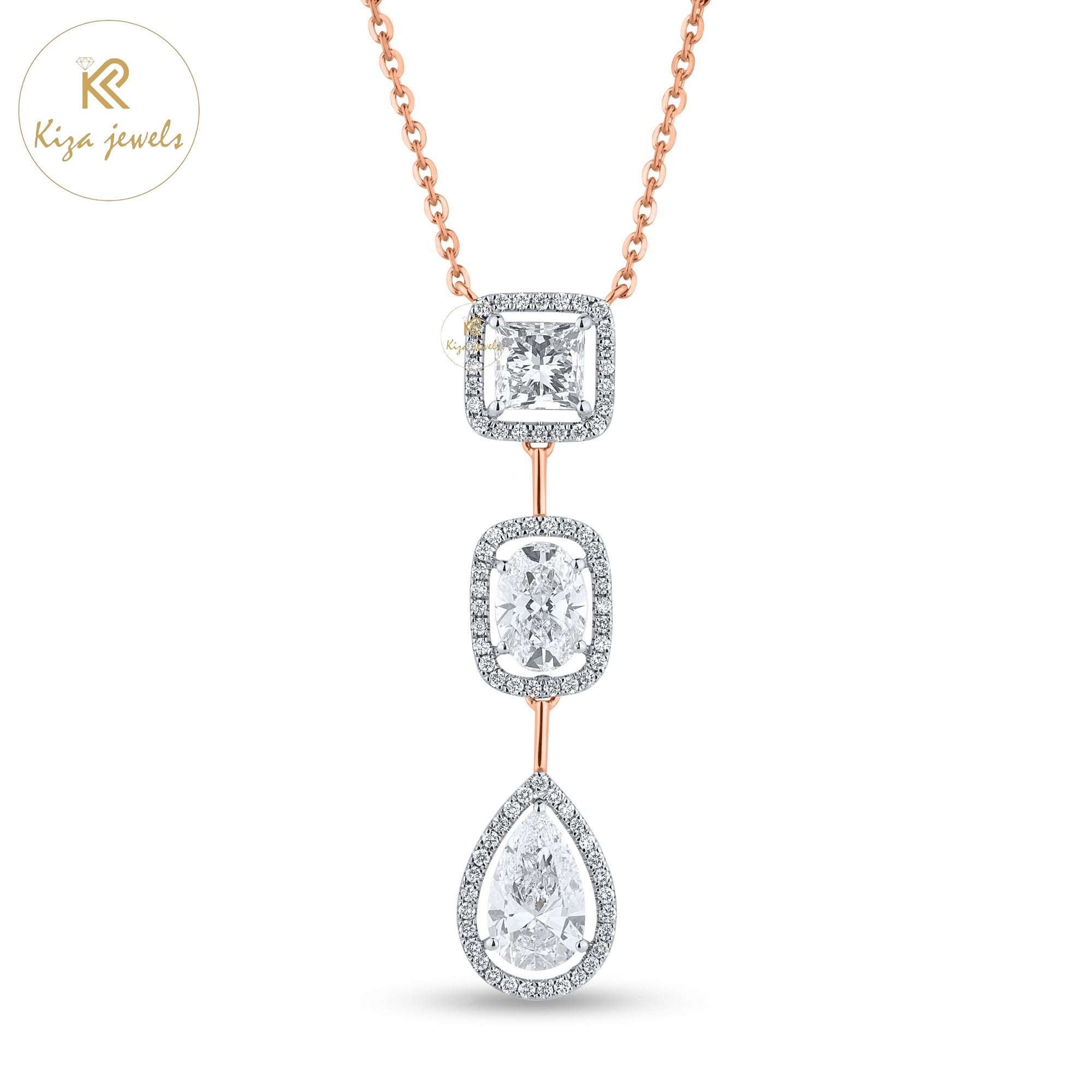 4.39 TDW Round Cut Diamond Pendant With Chain