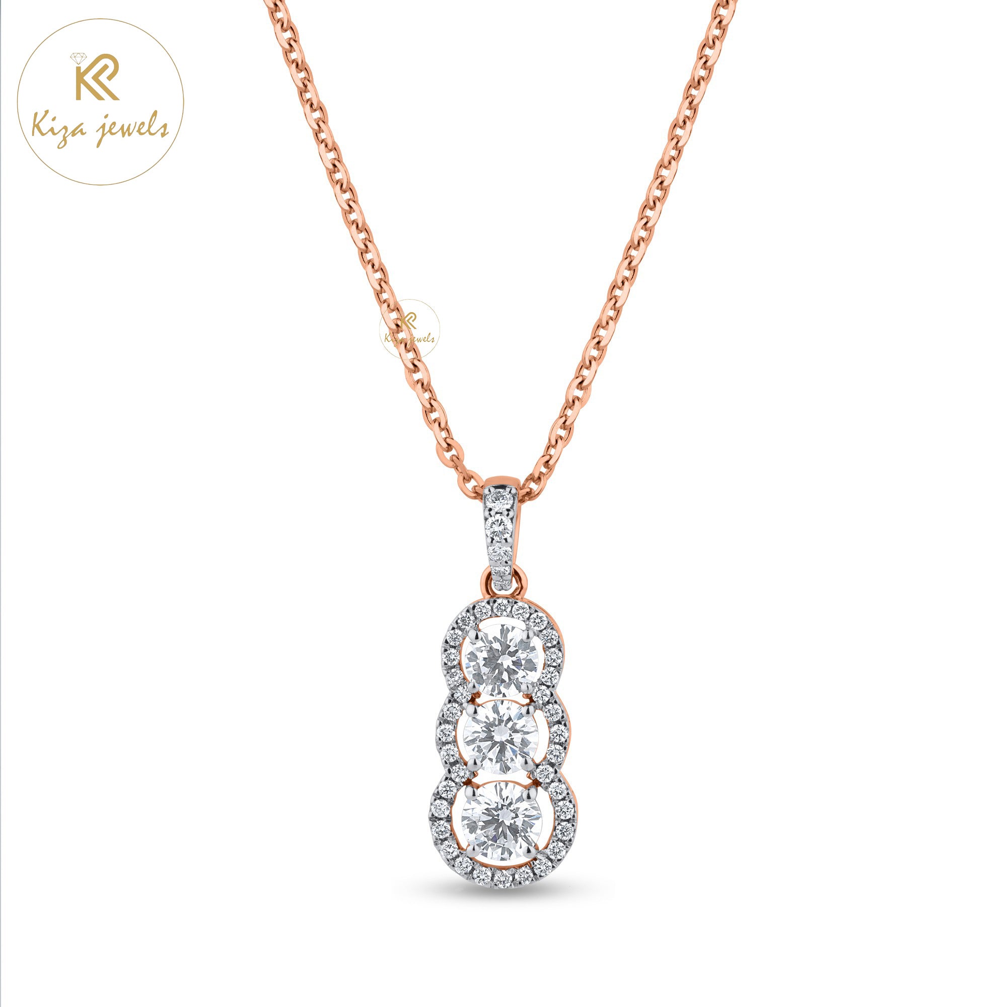 1.36 TDW Round Cut Diamond Pendant With Chain