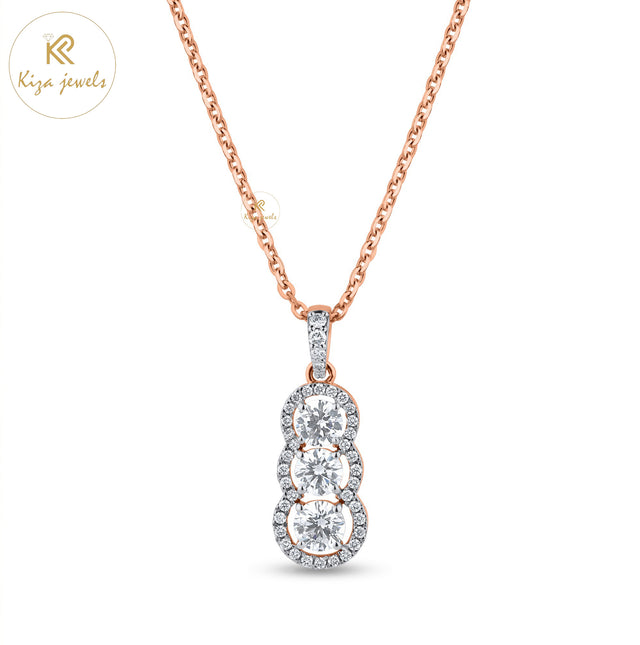 1.36 TDW Round Cut Diamond Pendant With Chain