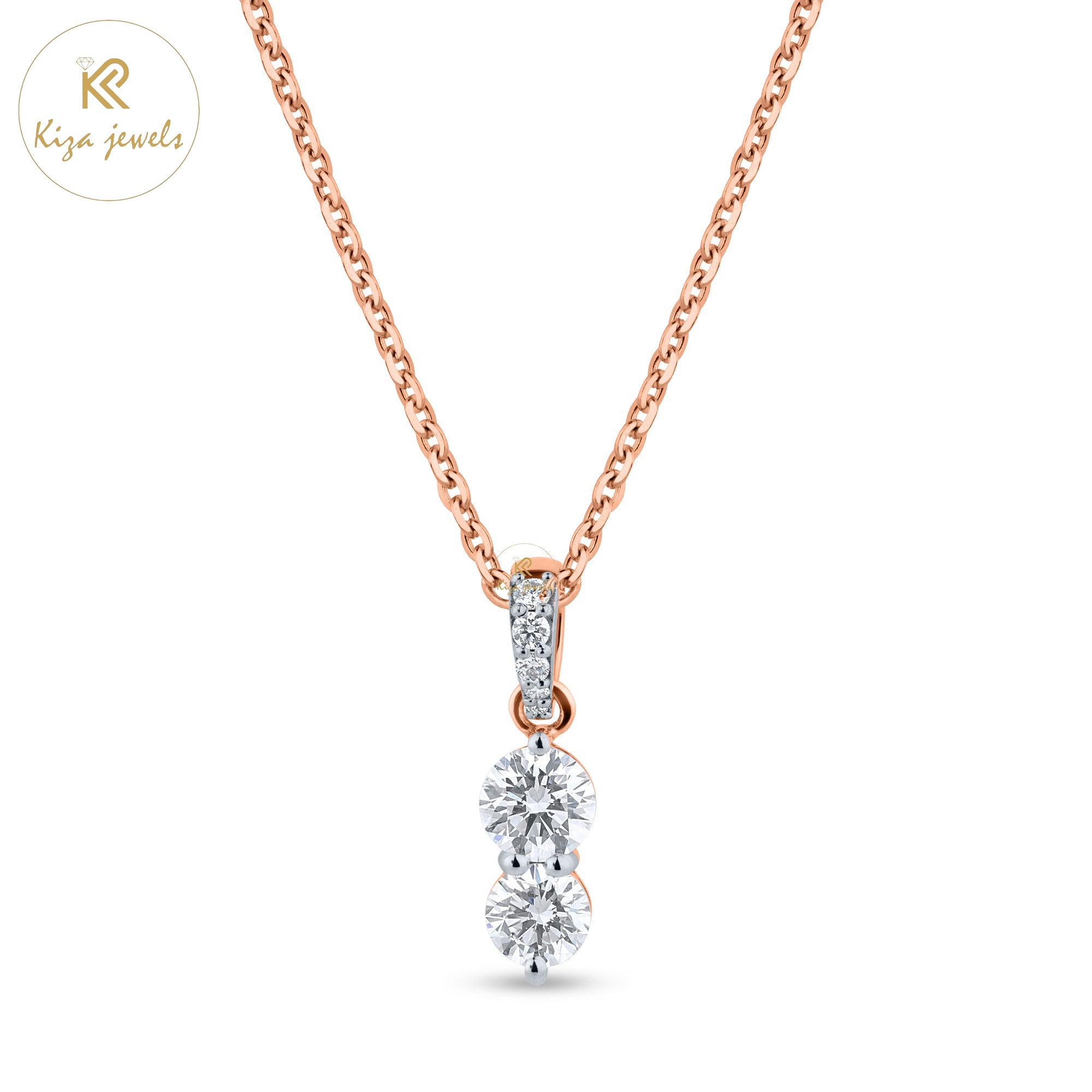 0.86 TDW Round Cut Diamond Pendant With Chain