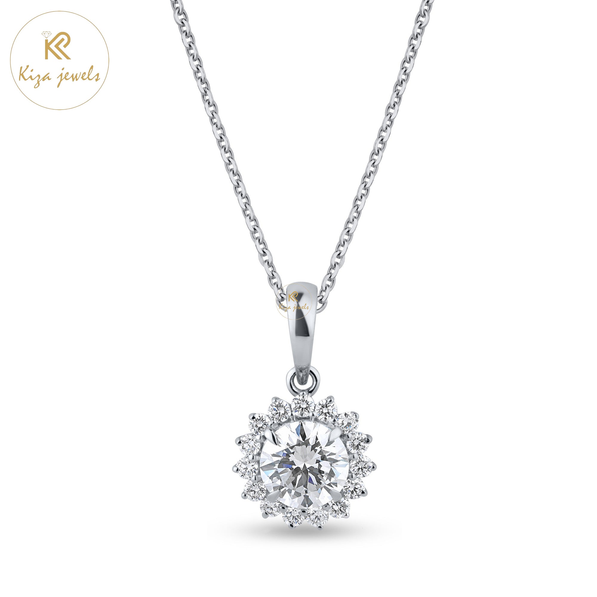 1.77 TDW Round Cut Diamond Pendant With Chain