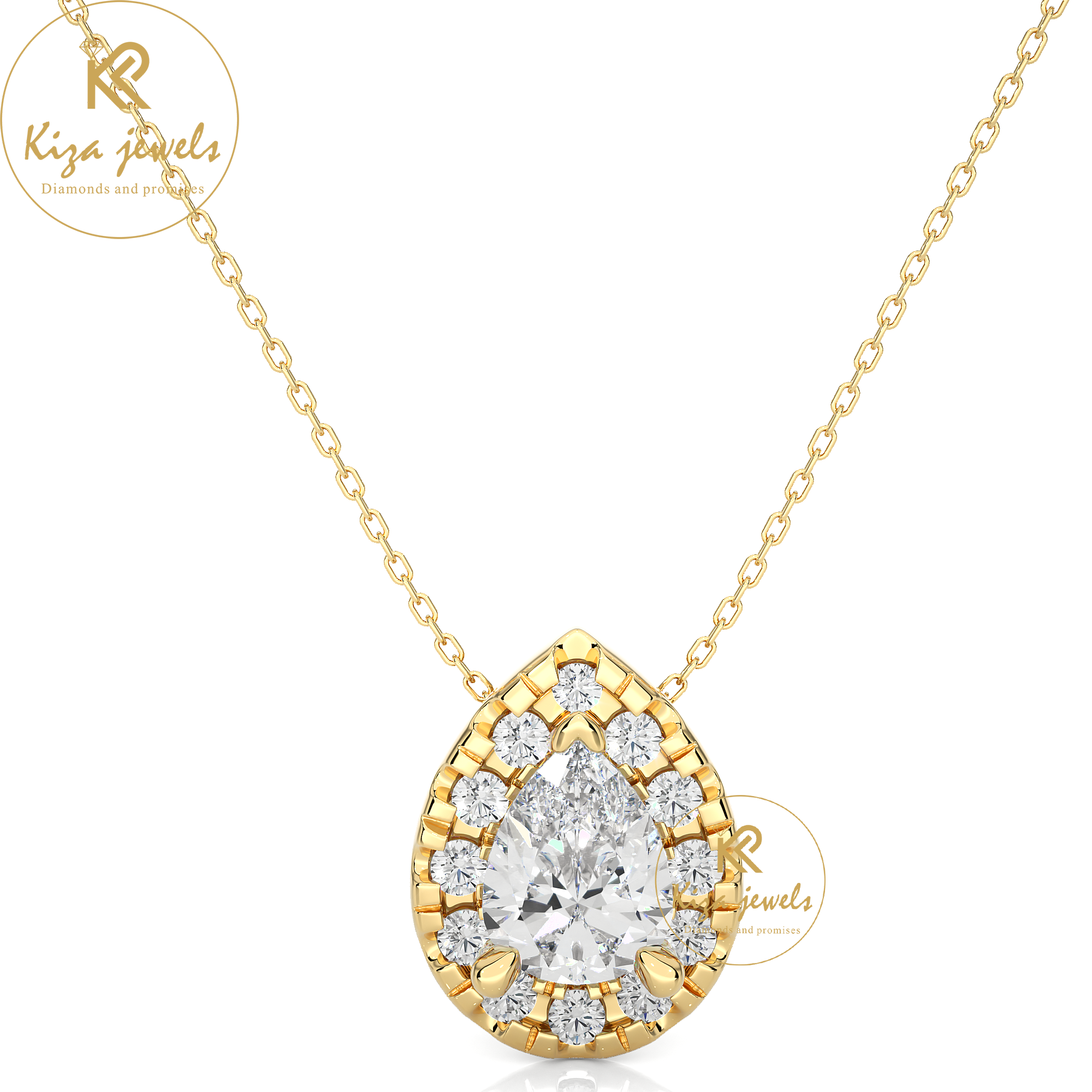 0.80 TDW Round & Pear Cut Diamond Custom Pendant With Chain