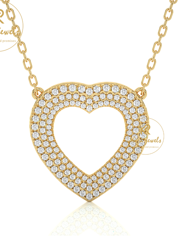 0.73 TDW Round Cut Diamond Heart Pendant With Chain