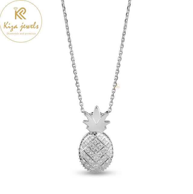 0.43 TDW Round Cut Diamond Custom Pendant Pineapple Design