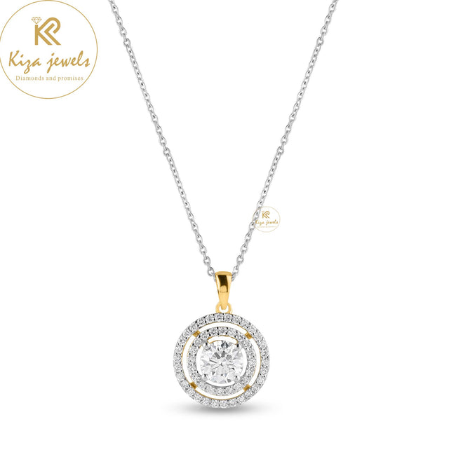 1.45 TDW Round Cut Diamond Custom Pendant With Chain