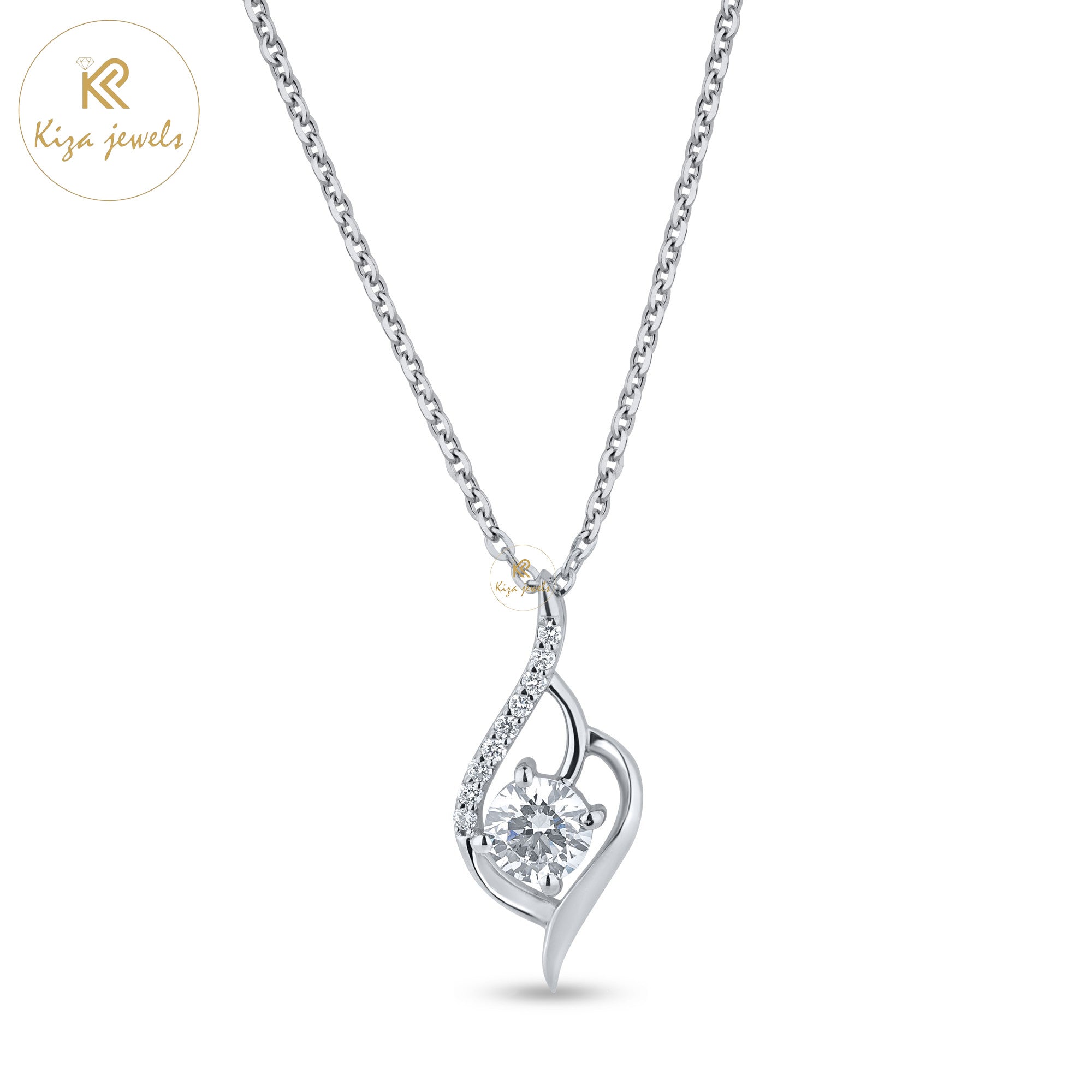 0.89 TDW Round Cut Diamond Pendant With Chain