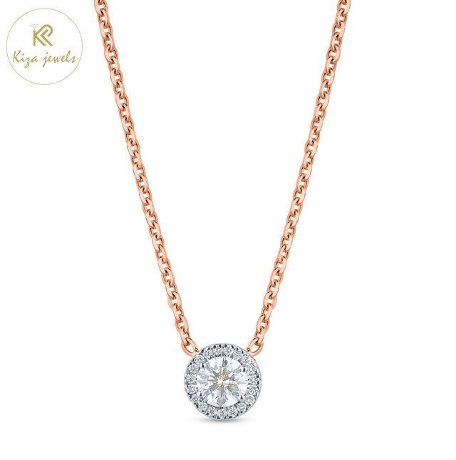 0.57 TDW Round Cut Diamond Pendant With Chain