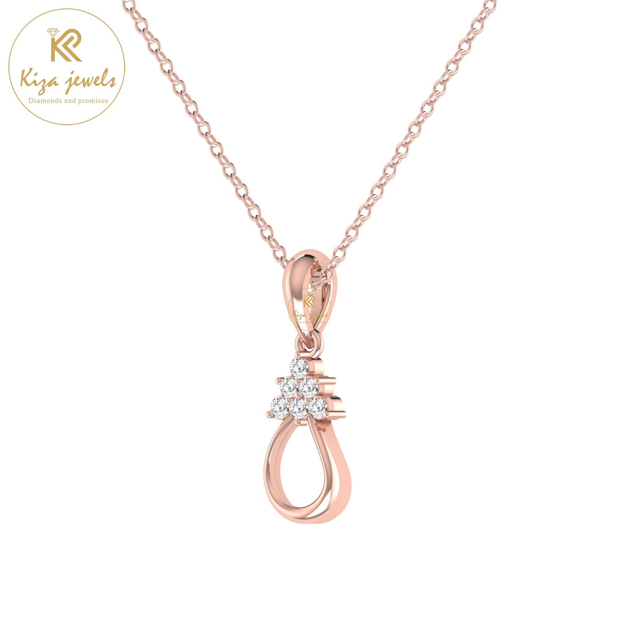 0.08 TDW Round Cut Diamond Custom Pendant With Chain