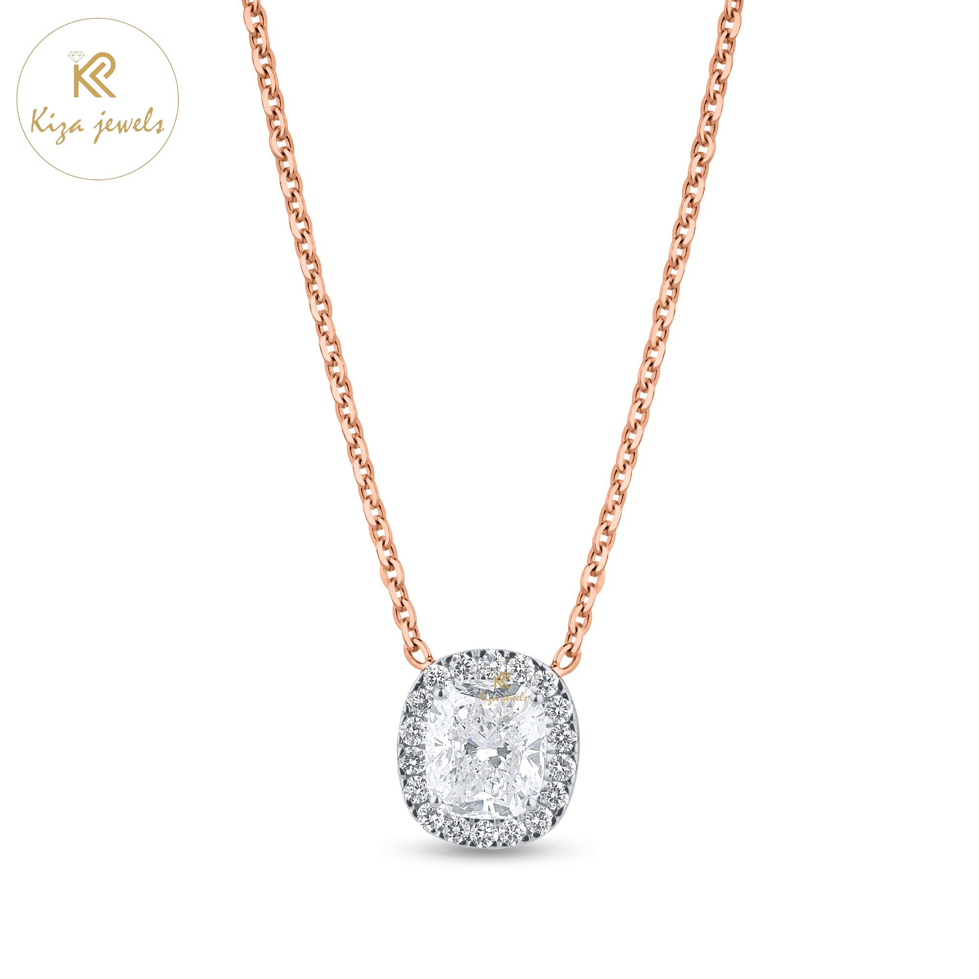 2.01 TDW Cushion Cut Diamond Custom Pendant With Chain