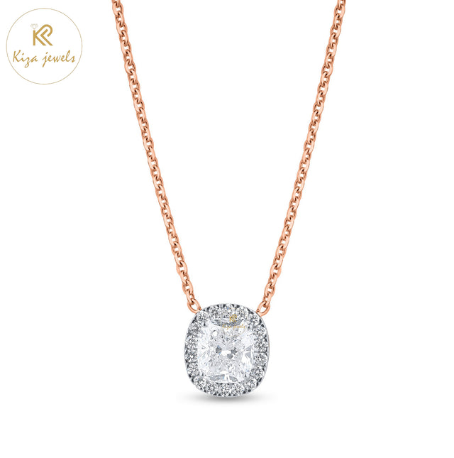 2.01 TDW Cushion Cut Diamond Custom Pendant With Chain