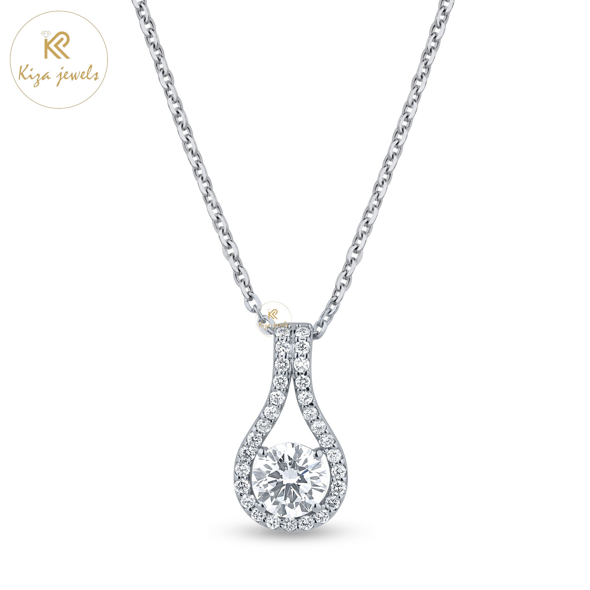 1.54 TDW Round Cut Diamond Pendant With Chain