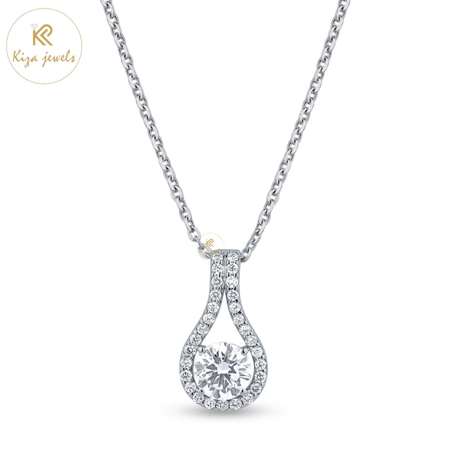 1.54 TDW Round Cut Diamond Pendant With Chain