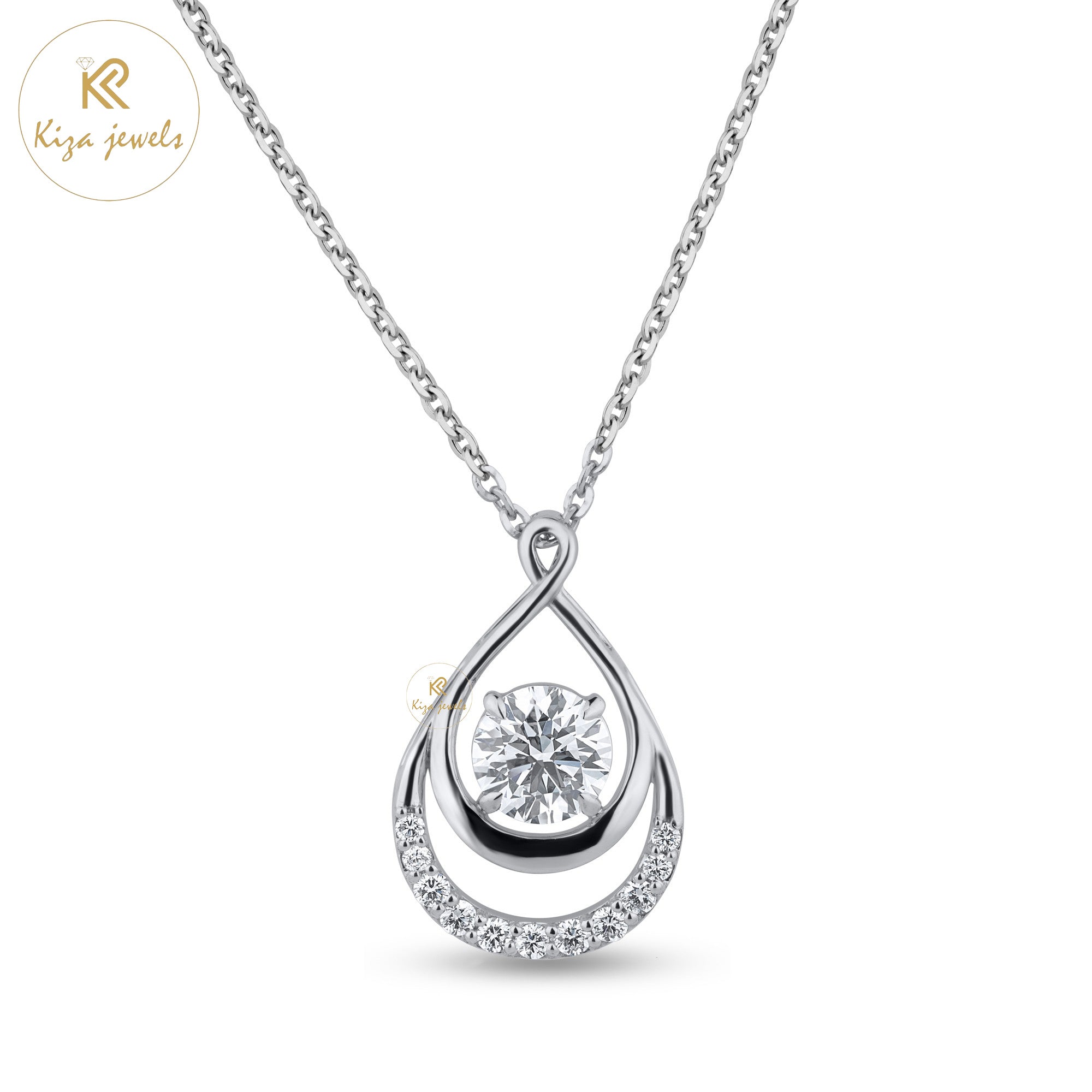 1.48 TDW Round Cut Diamond Pendant With Chain