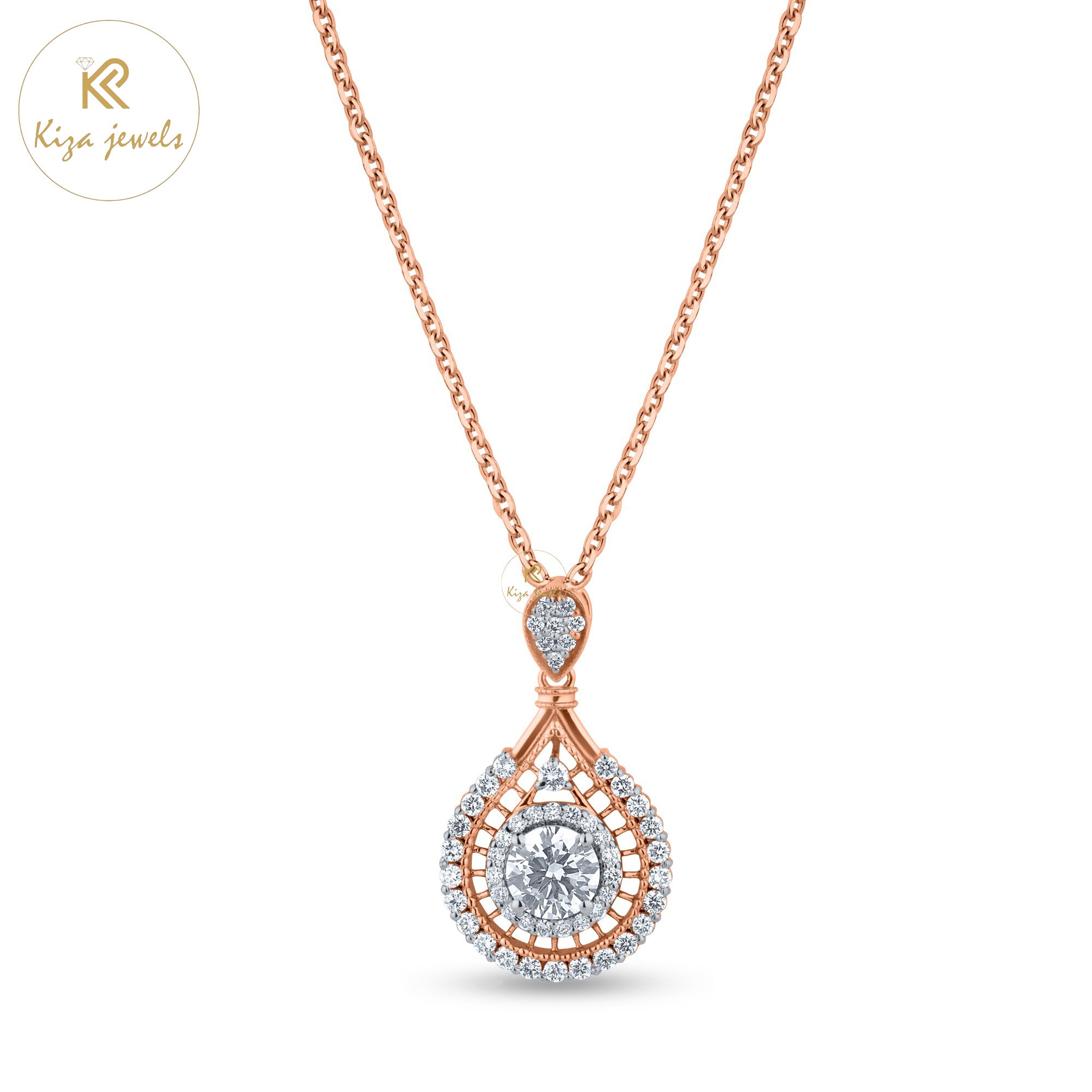 2.227 TDW Round Cut Diamond Pendant With Chain