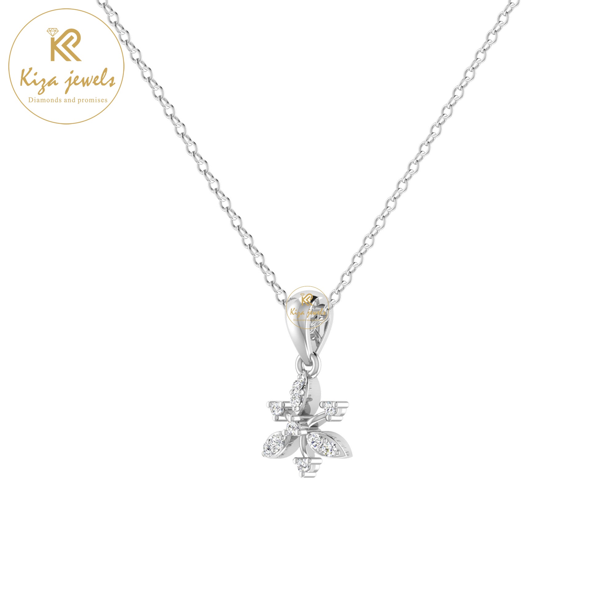 0.07 TDW Round Cut Diamond Custom Pendant With Chain