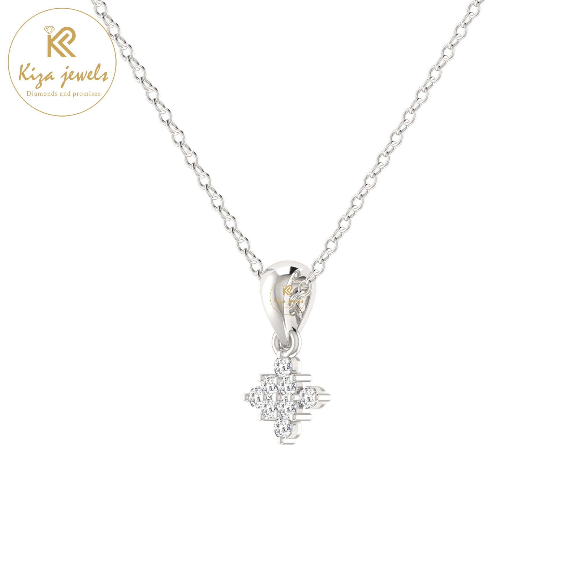 0.07 TDW Round Cut Diamond Custom Pendant with Chain