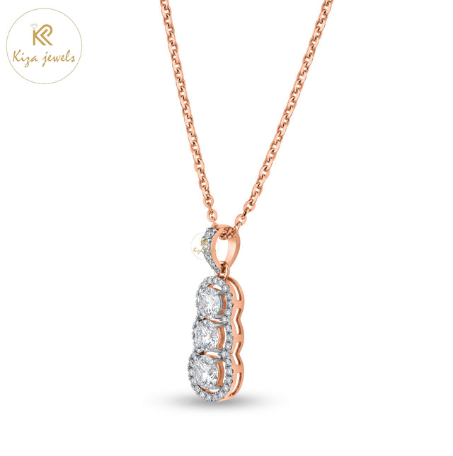 1.36 TDW Round Cut Diamond Pendant With Chain