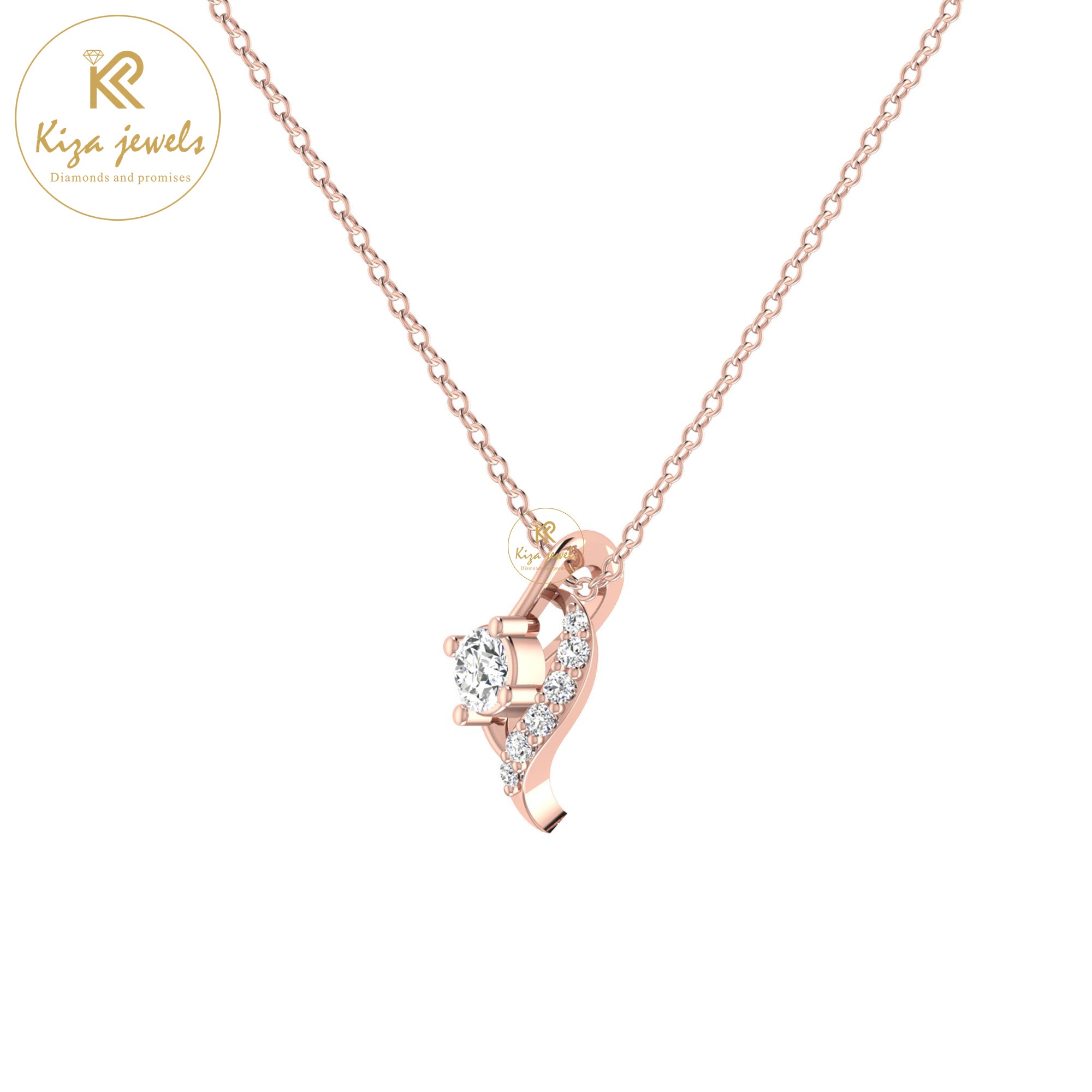 0.28 TDW Round Cut Diamond Custom Pendant With Chain