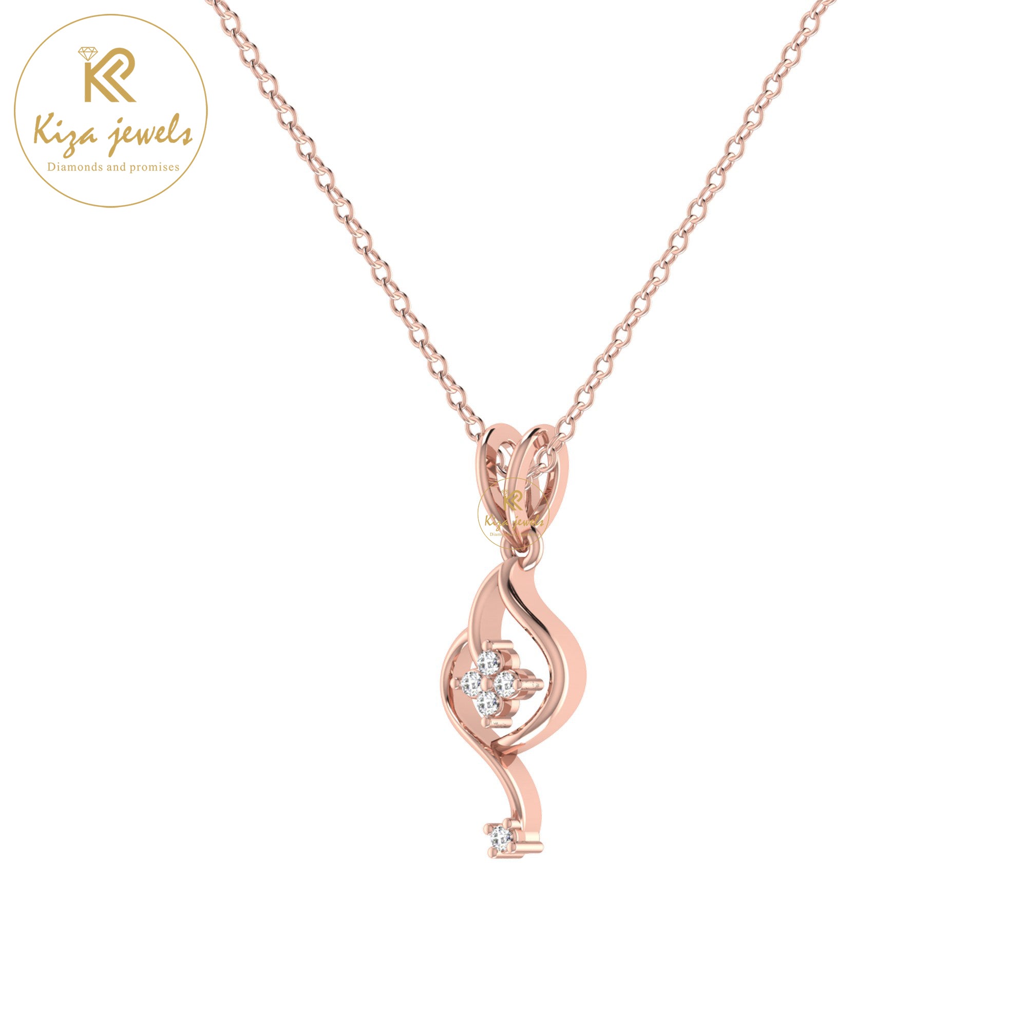 0.035 TDW Round Cut Diamond Custom Pendant With Chain