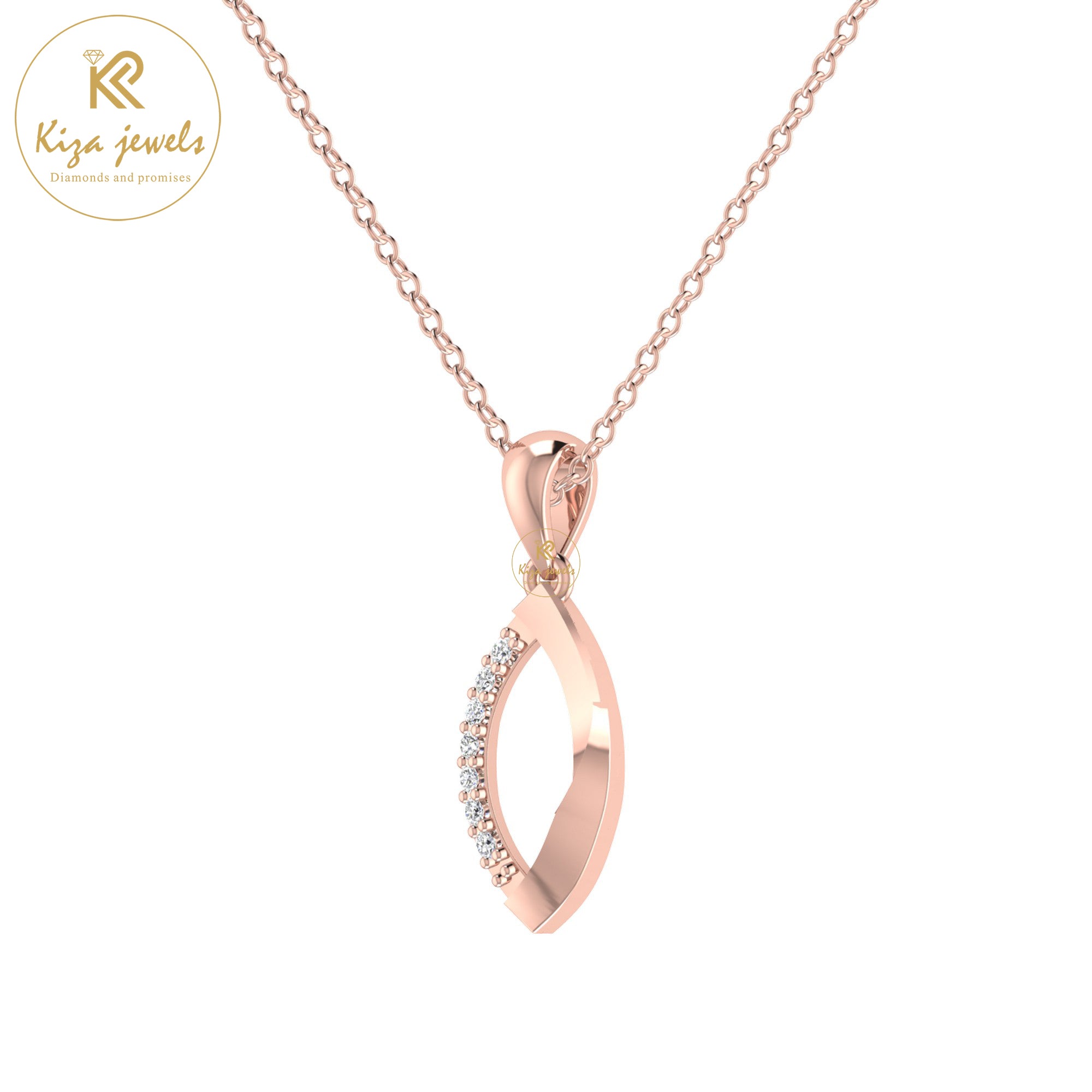 0.063 TDW Round Cut Diamond Custom Pendant With Chain
