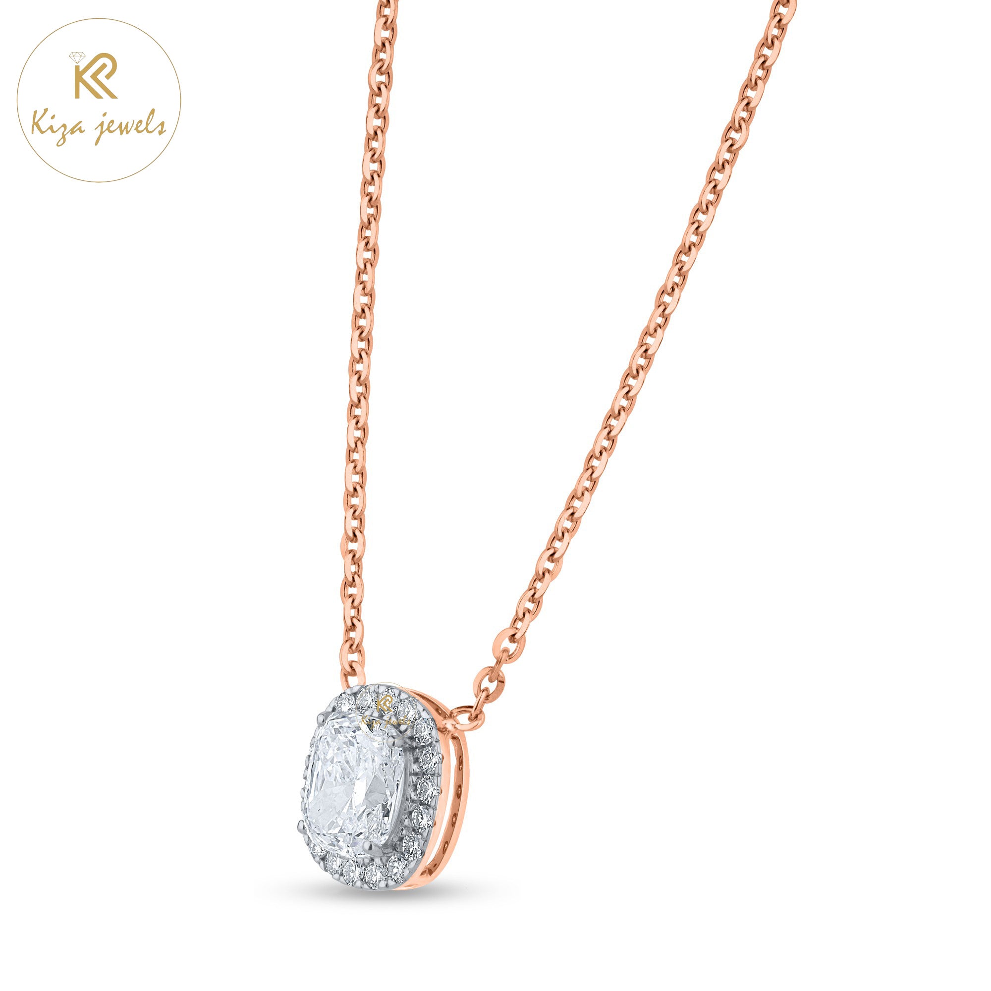 2.01 TDW Cushion Cut Diamond Custom Pendant With Chain