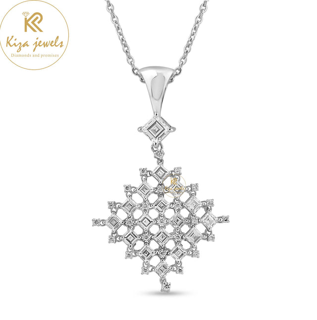 1.08 TDW Carre & Round Cut Diamond Custom Pendant With Chain