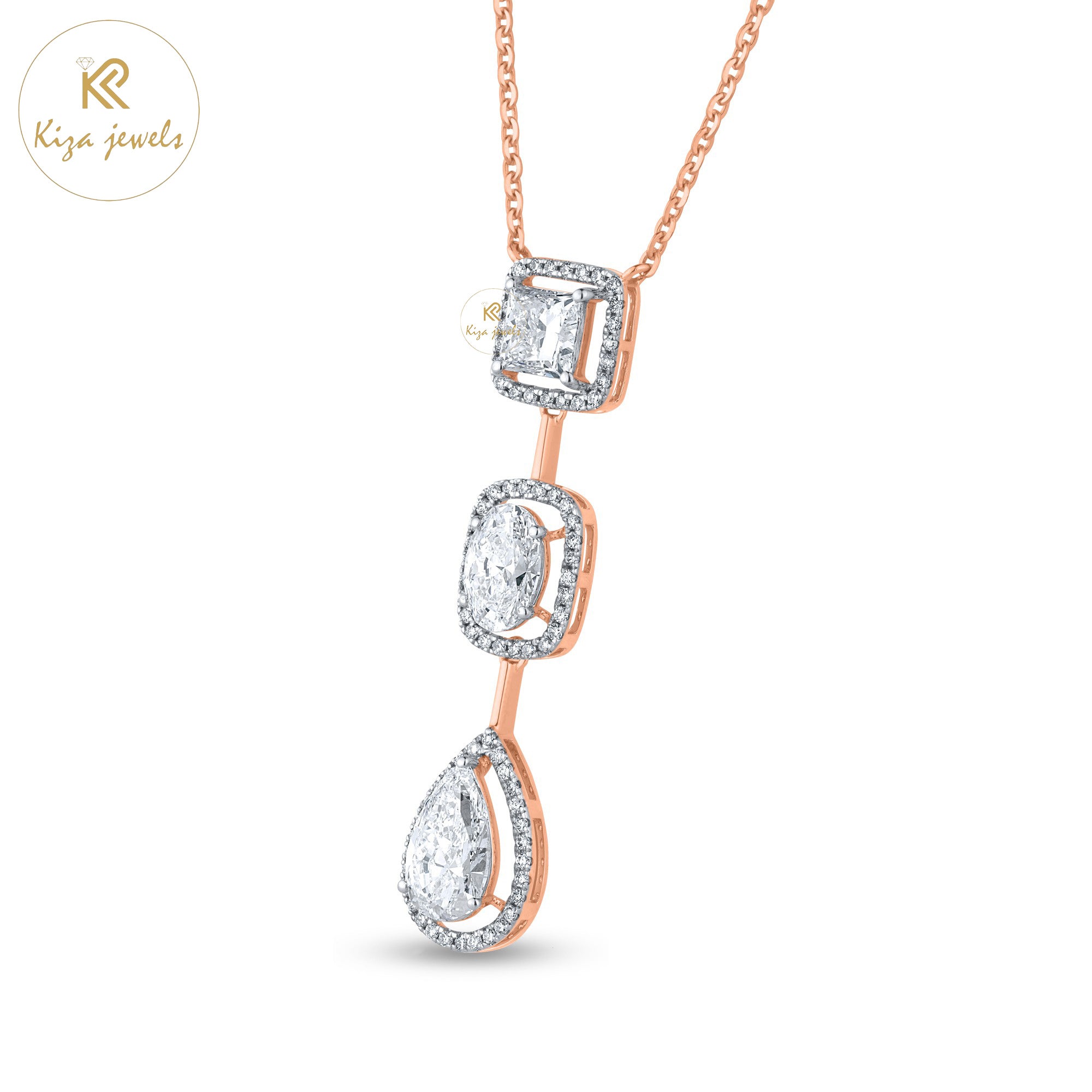 4.39 TDW Round Cut Diamond Pendant With Chain