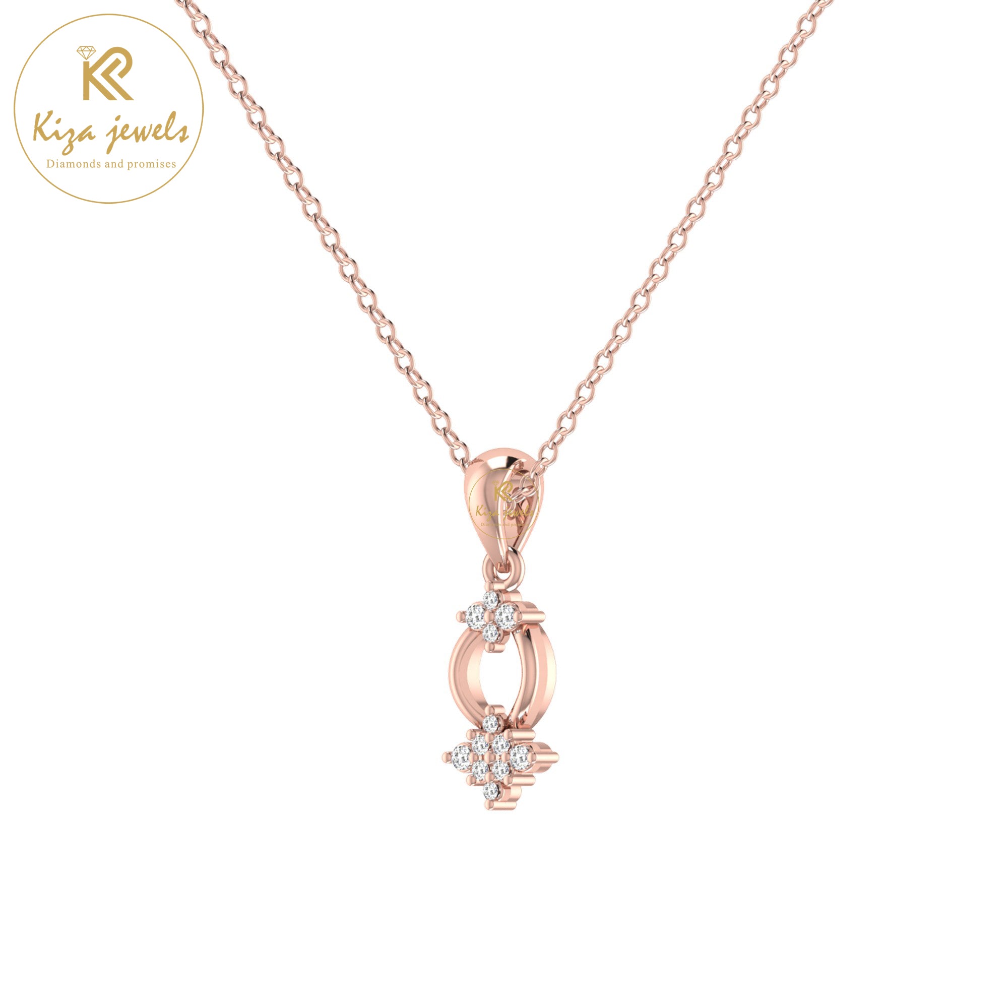 0.06 TDW Round Cut Diamond Custom Pendant With Chain