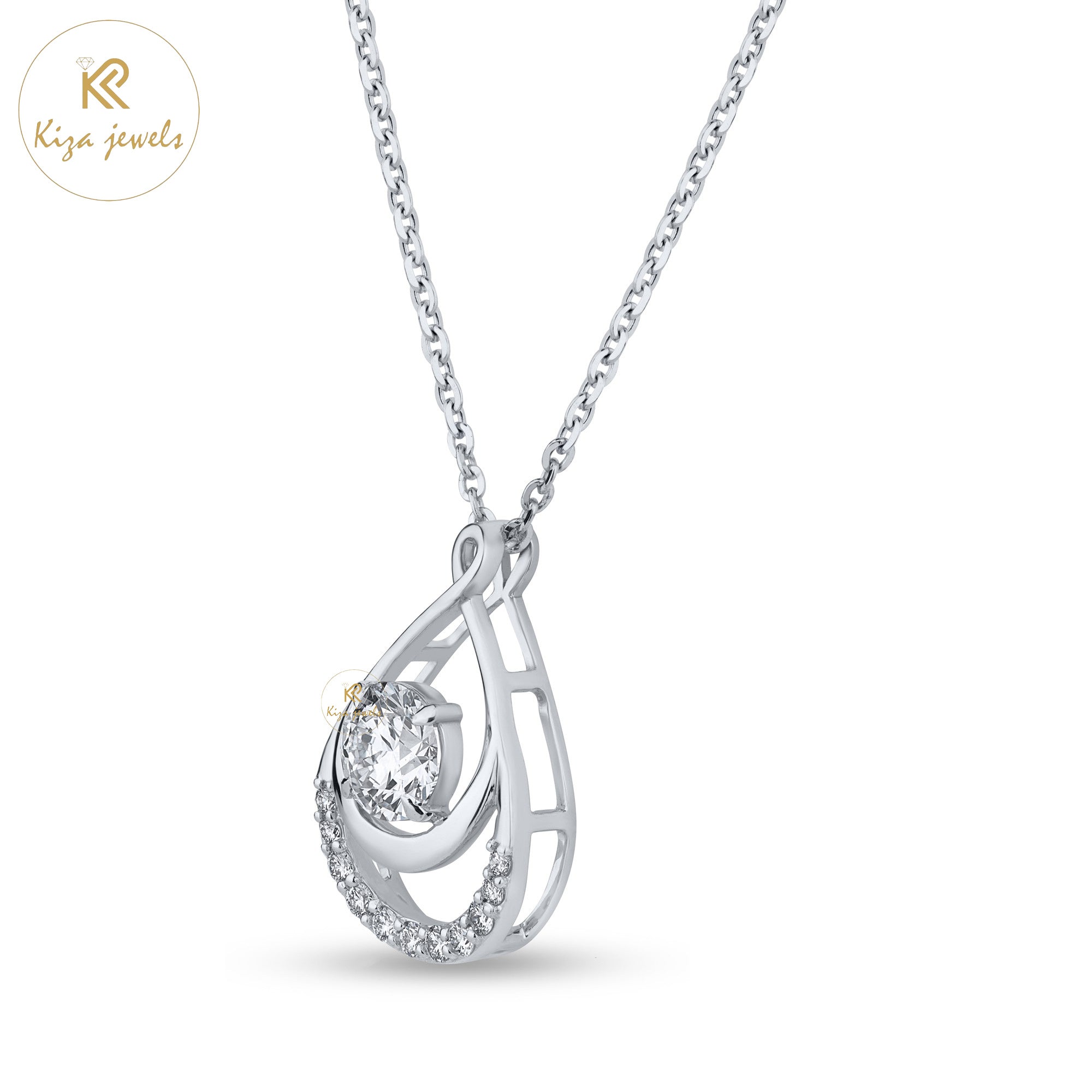 1.48 TDW Round Cut Diamond Pendant With Chain