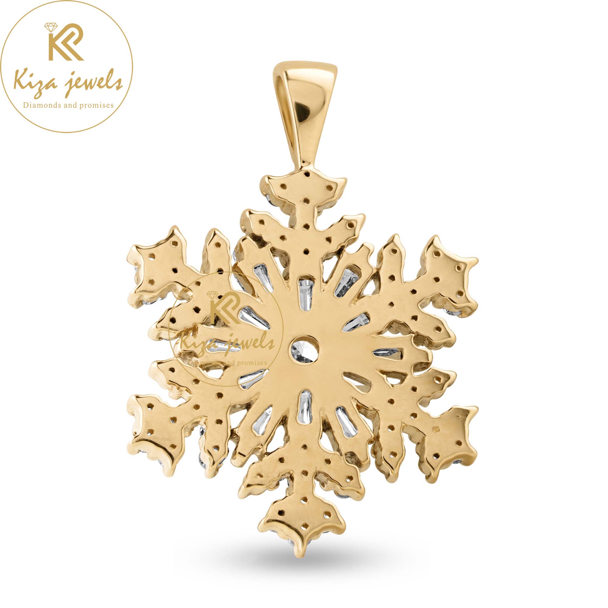 0.73 TDW Baguette & Round Cut Snowflake Diamond Custom Pendant