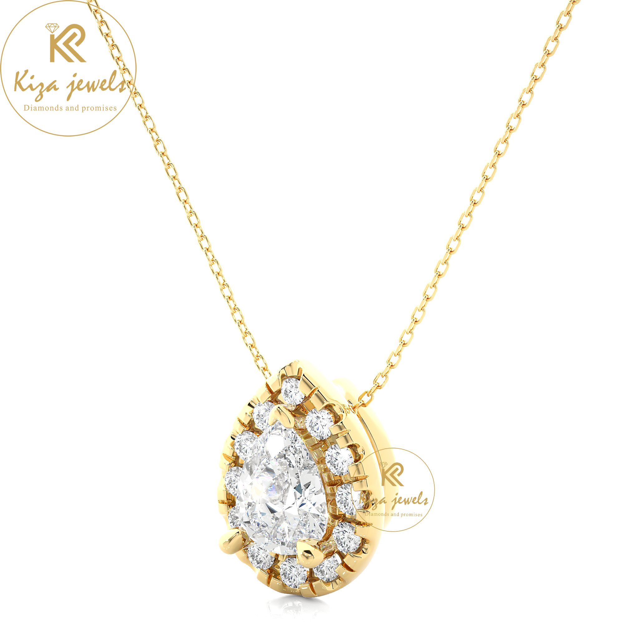 0.80 TDW Round & Pear Cut Diamond Custom Pendant With Chain