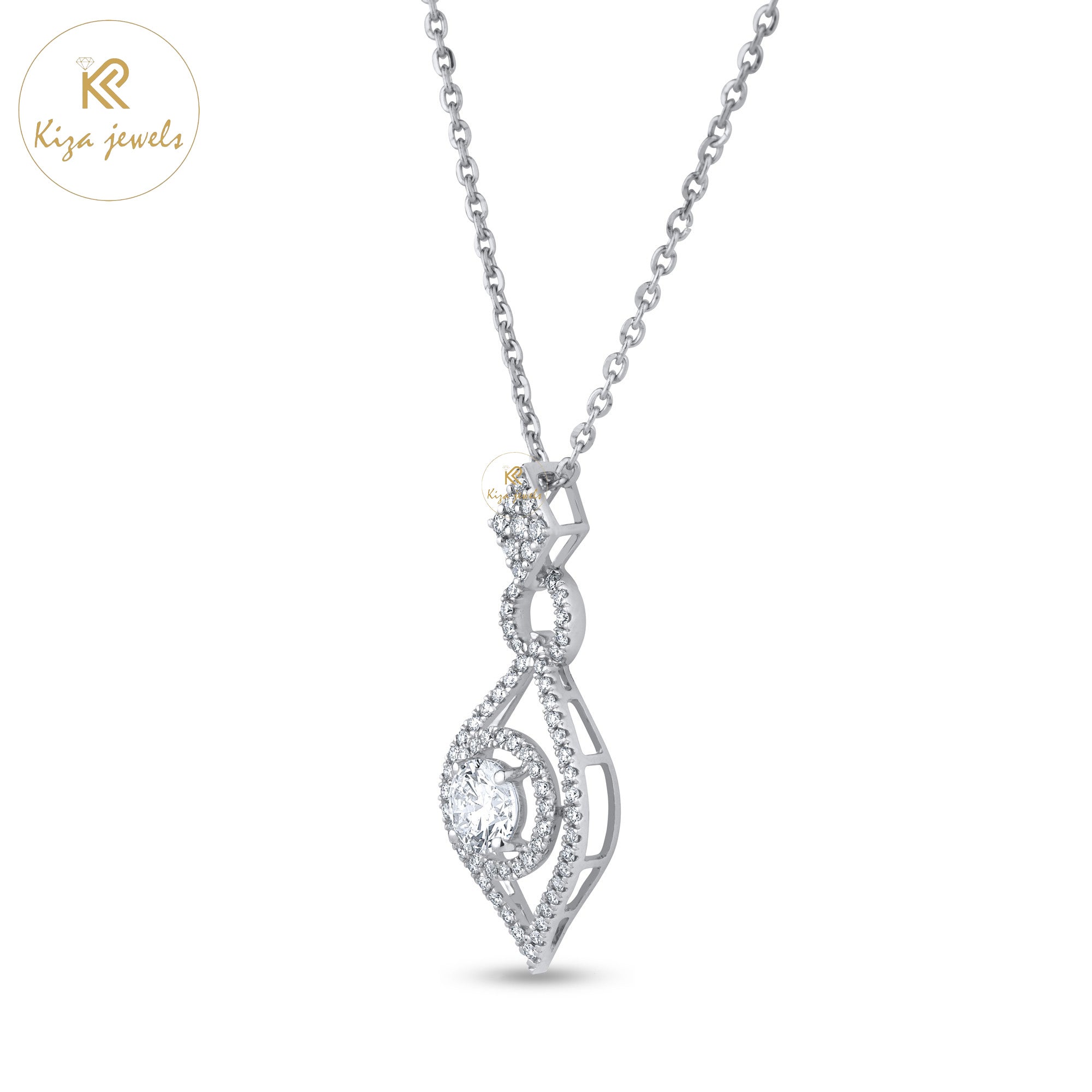 1.13 TDW Round Cut Diamond Pendant With Chain