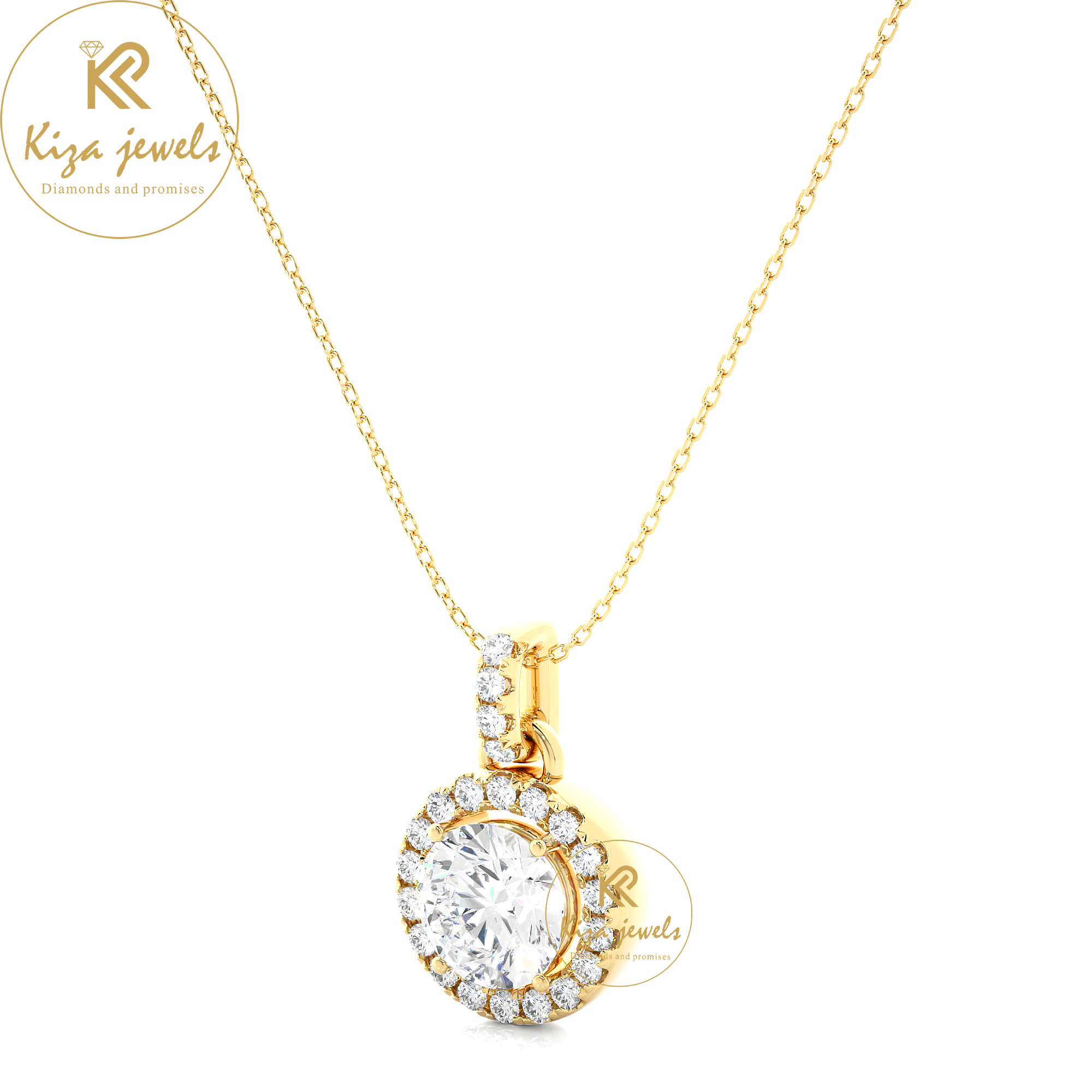 1.52 TDW Round Cut Diamond Custom Pendant With Chain