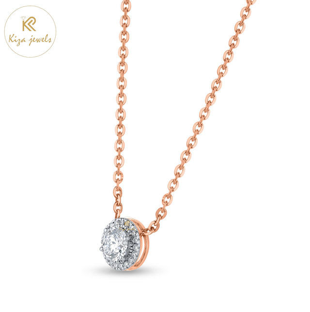 0.57 TDW Round Cut Diamond Pendant With Chain