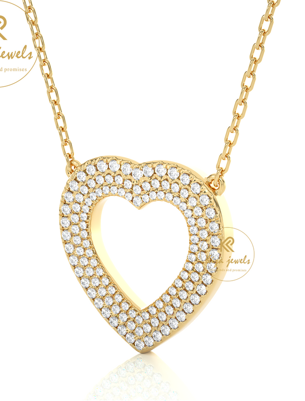 0.73 TDW Round Cut Diamond Heart Pendant With Chain