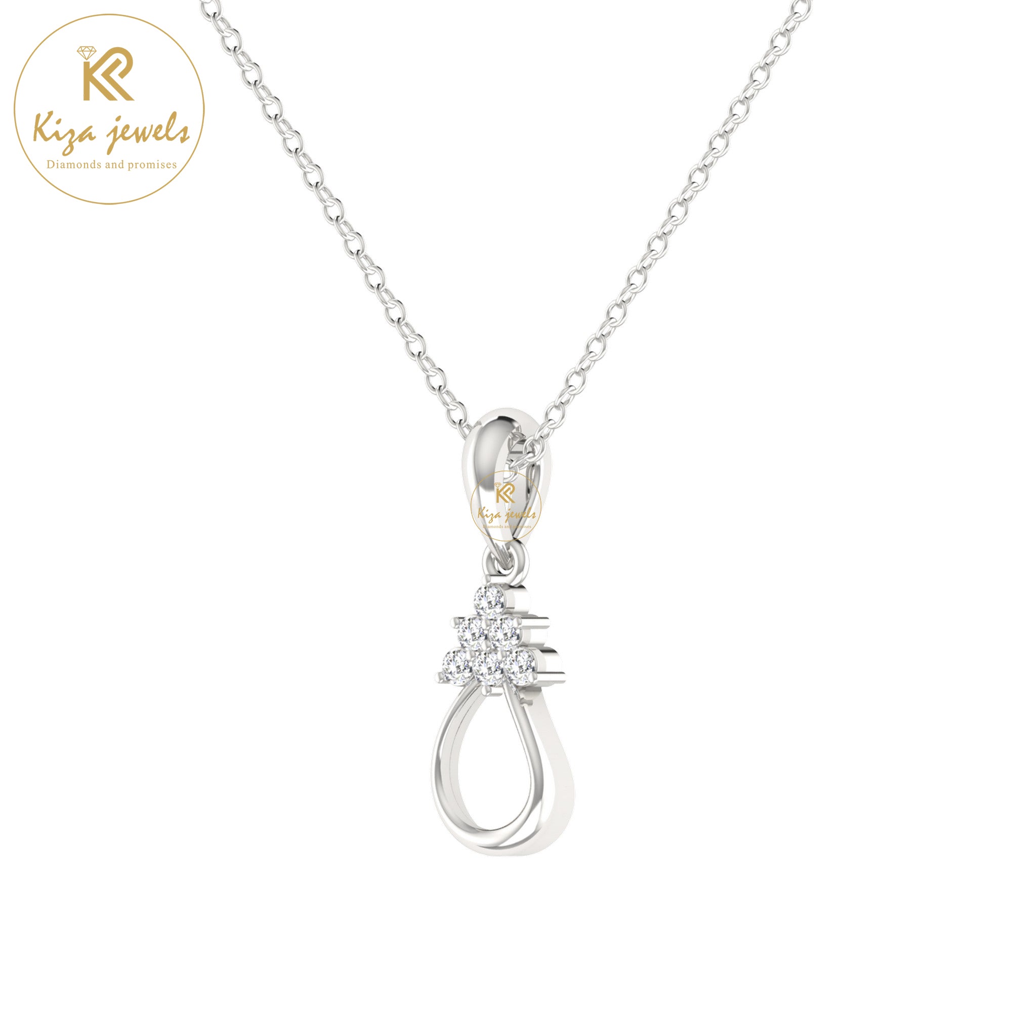 0.08 TDW Round Cut Diamond Custom Pendant With Chain