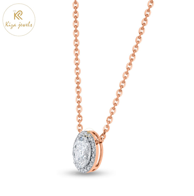 1.10 TDW Oval and Round Cut Diamond Pendant With Chain