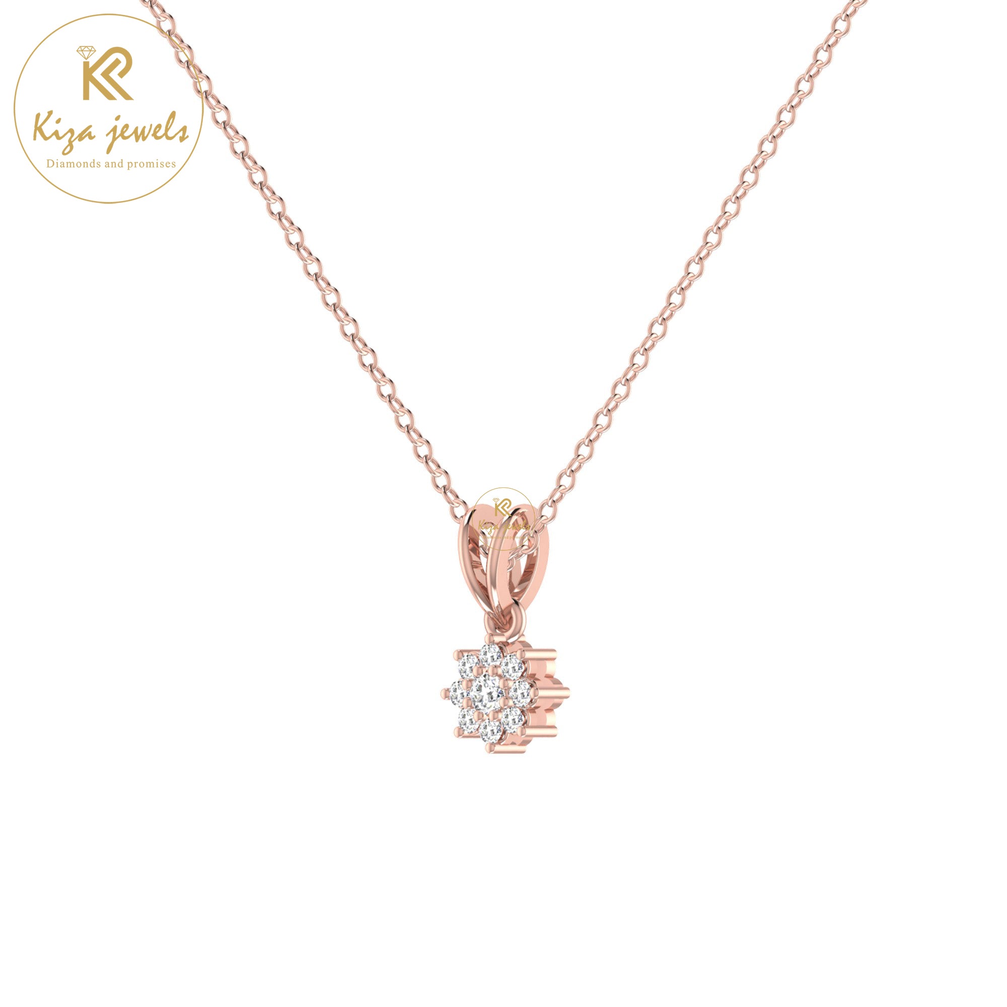 0.09 TDW Round Cut Diamond Custom Pendant with Chain