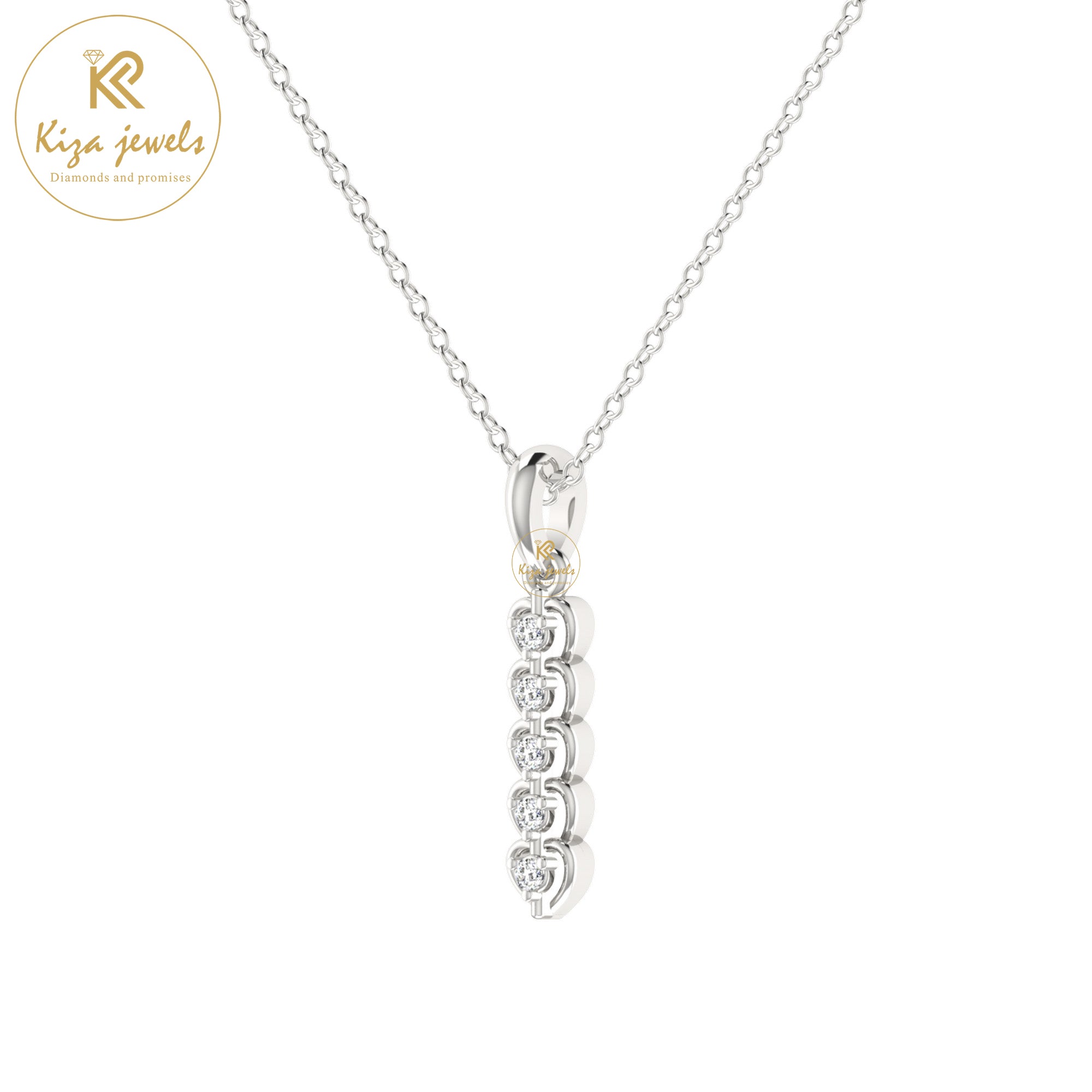 0.06 TDW Round Cut Diamond Custom Pendant With Chain