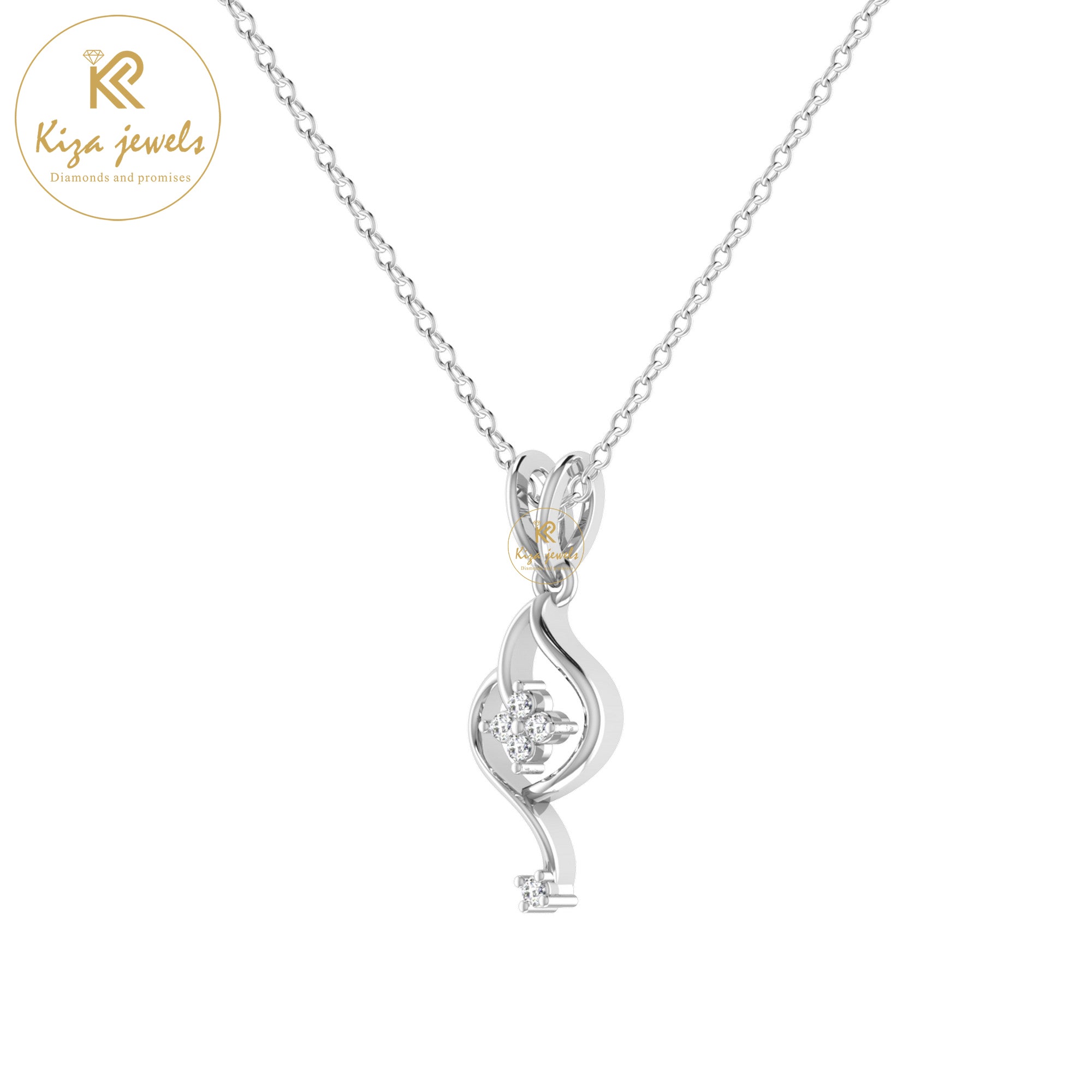 0.035 TDW Round Cut Diamond Custom Pendant With Chain