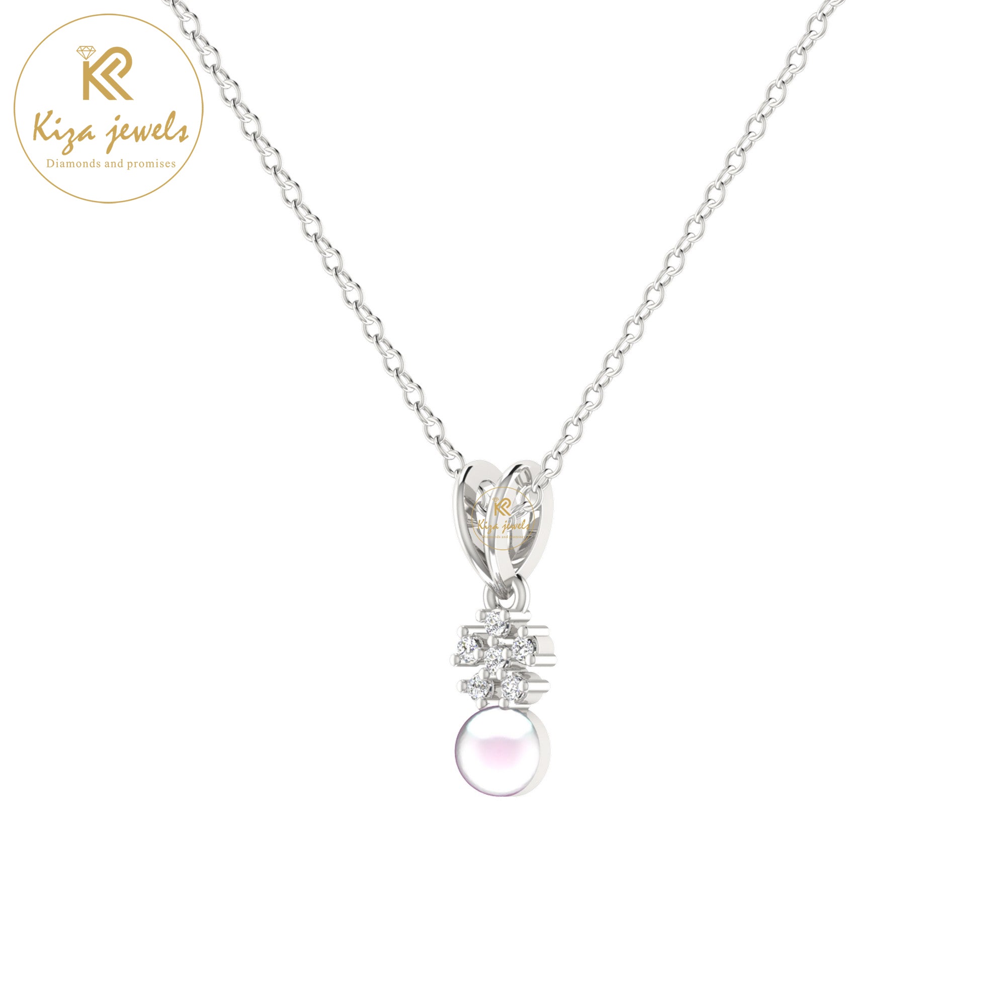 0.035 TDW Round Cut Diamond Custom Pendant With Chain